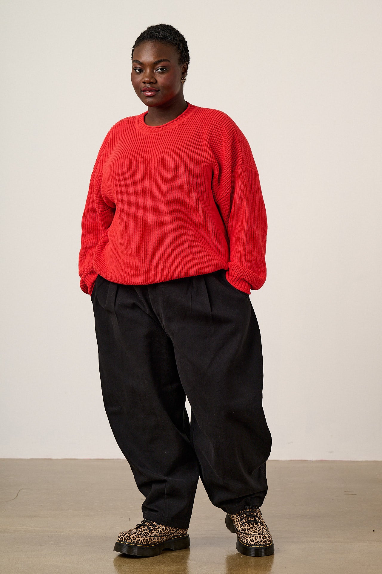 Areum - Oversized Knitted Jumper in Red