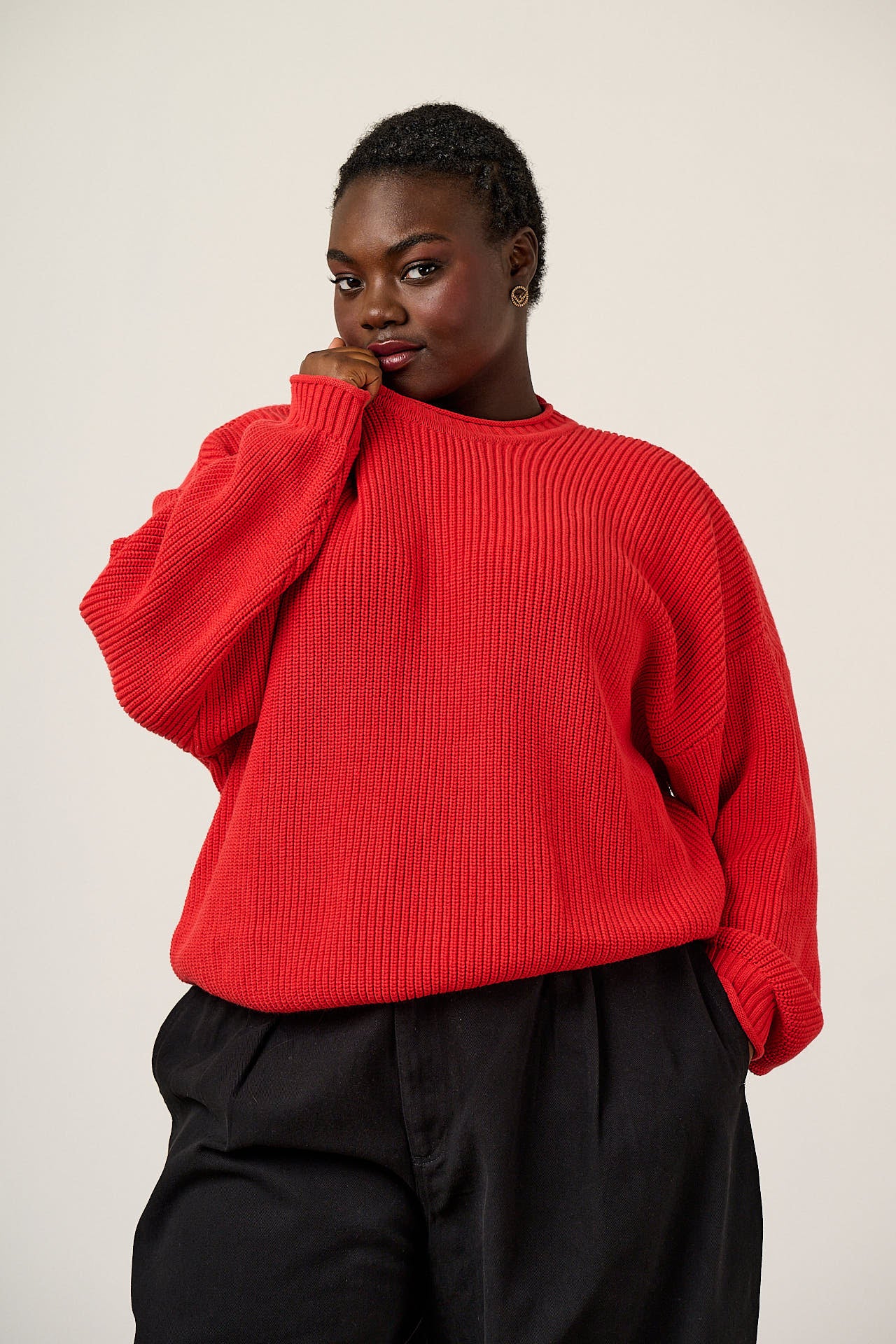 Areum - Oversized Knitted Jumper in Red