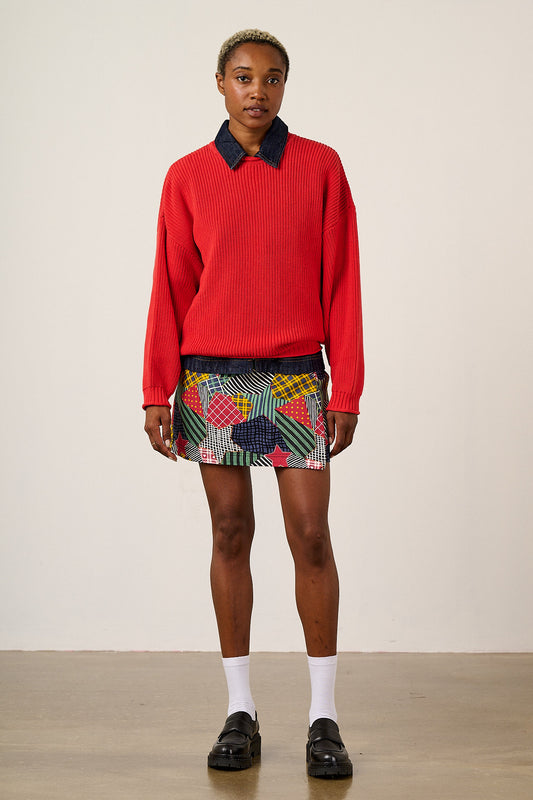 Areum - Oversized Knitted Jumper in Red