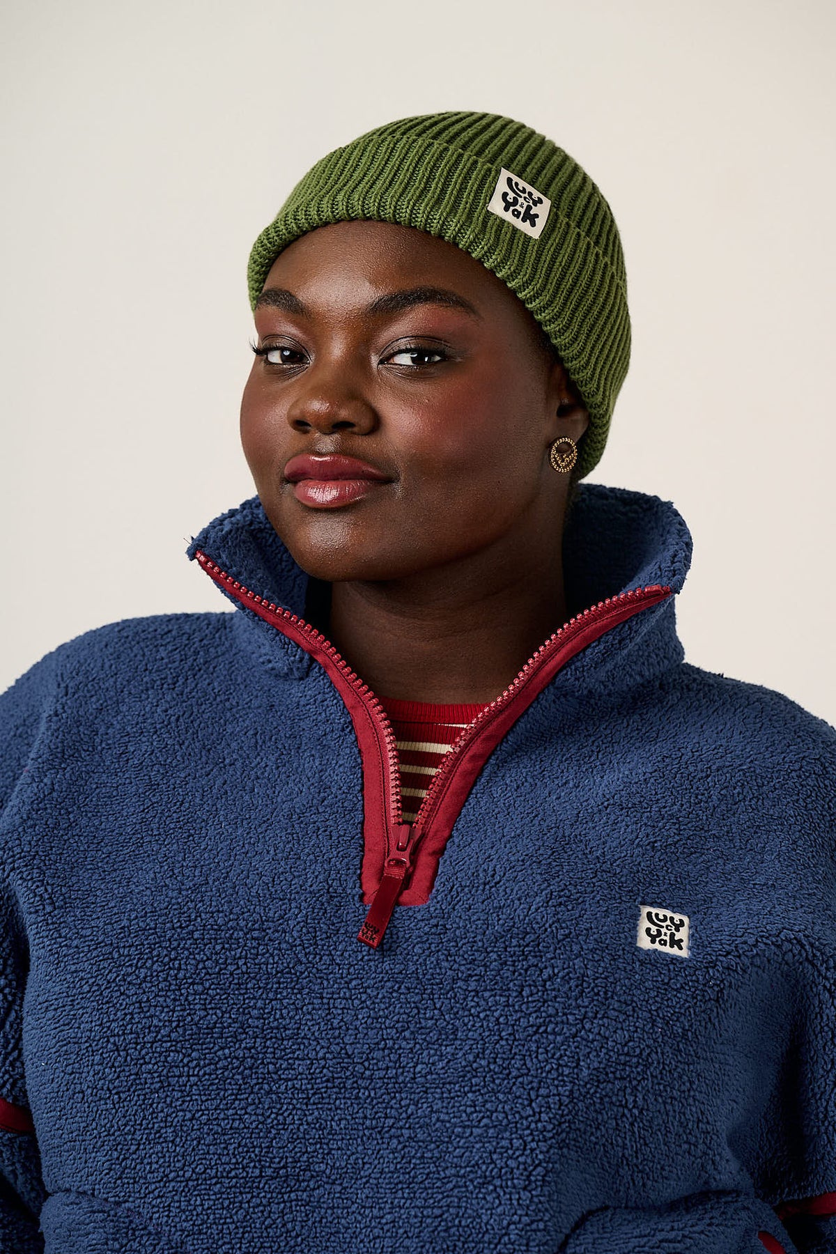 Hadley - Half Zip Fleece in Navy and Burgundy