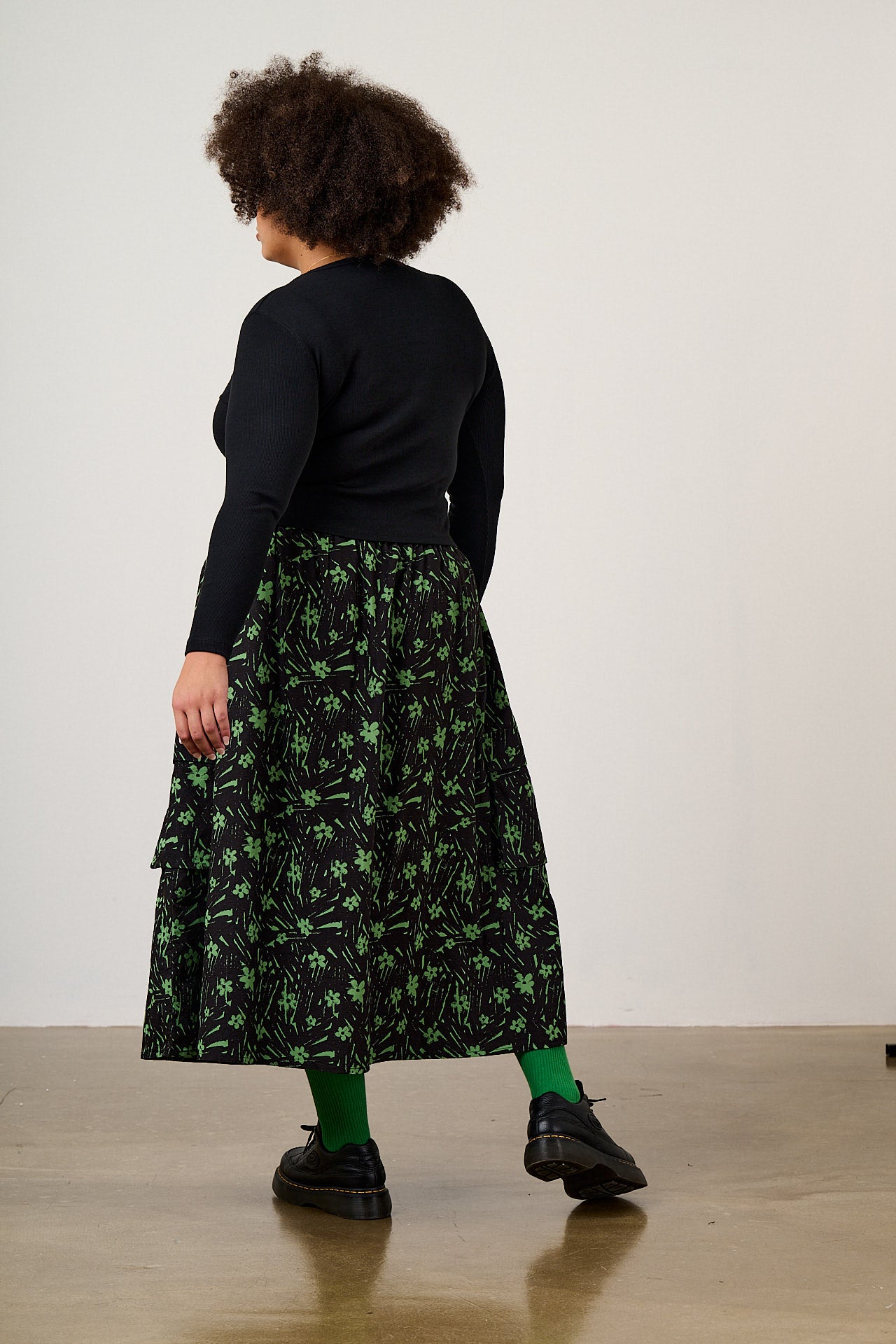 Dakota - Ripstop Midi Skirt in Punk Scribble Floral