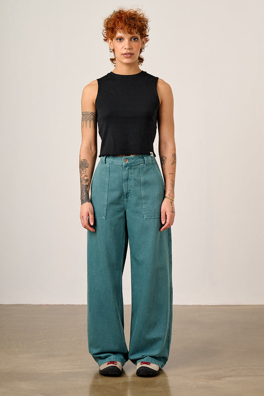 Delores - Wide Leg Denim Jeans in Pagoda Blue