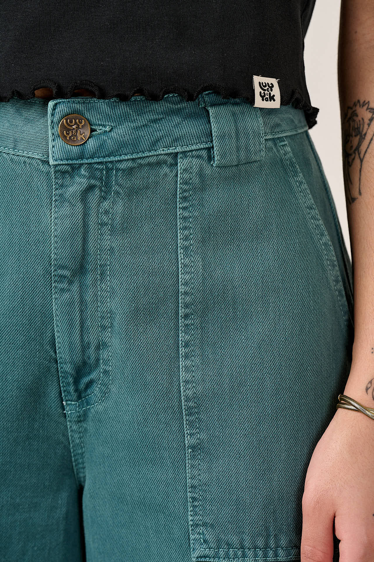Delores - Wide Leg Denim Jeans in Pagoda Blue