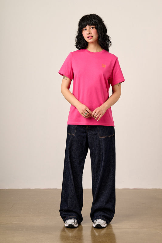 Denver - Cotton T-Shirt in Beetroot Pink