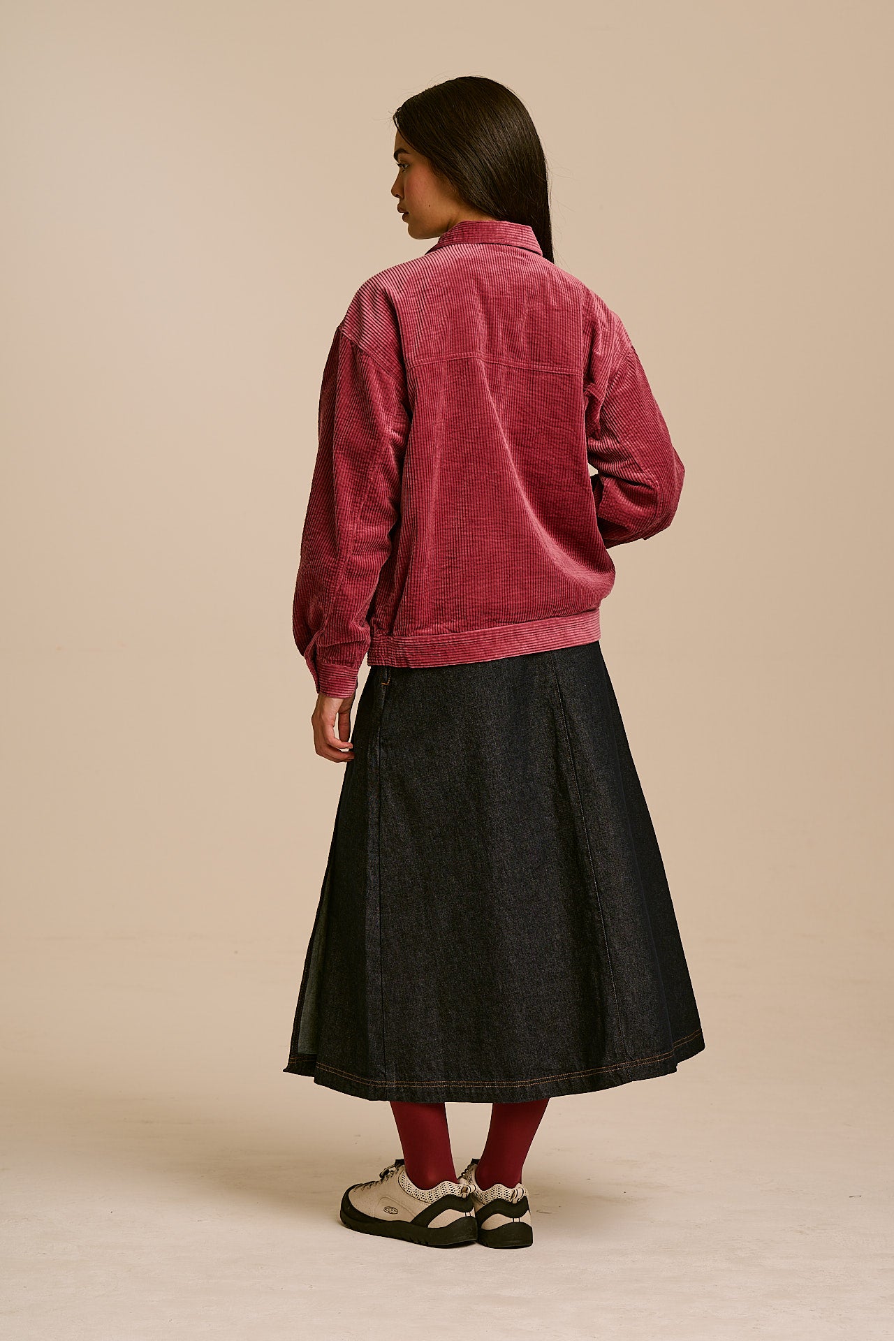 Devan - Cotton Corduroy Jacket in Burgundy
