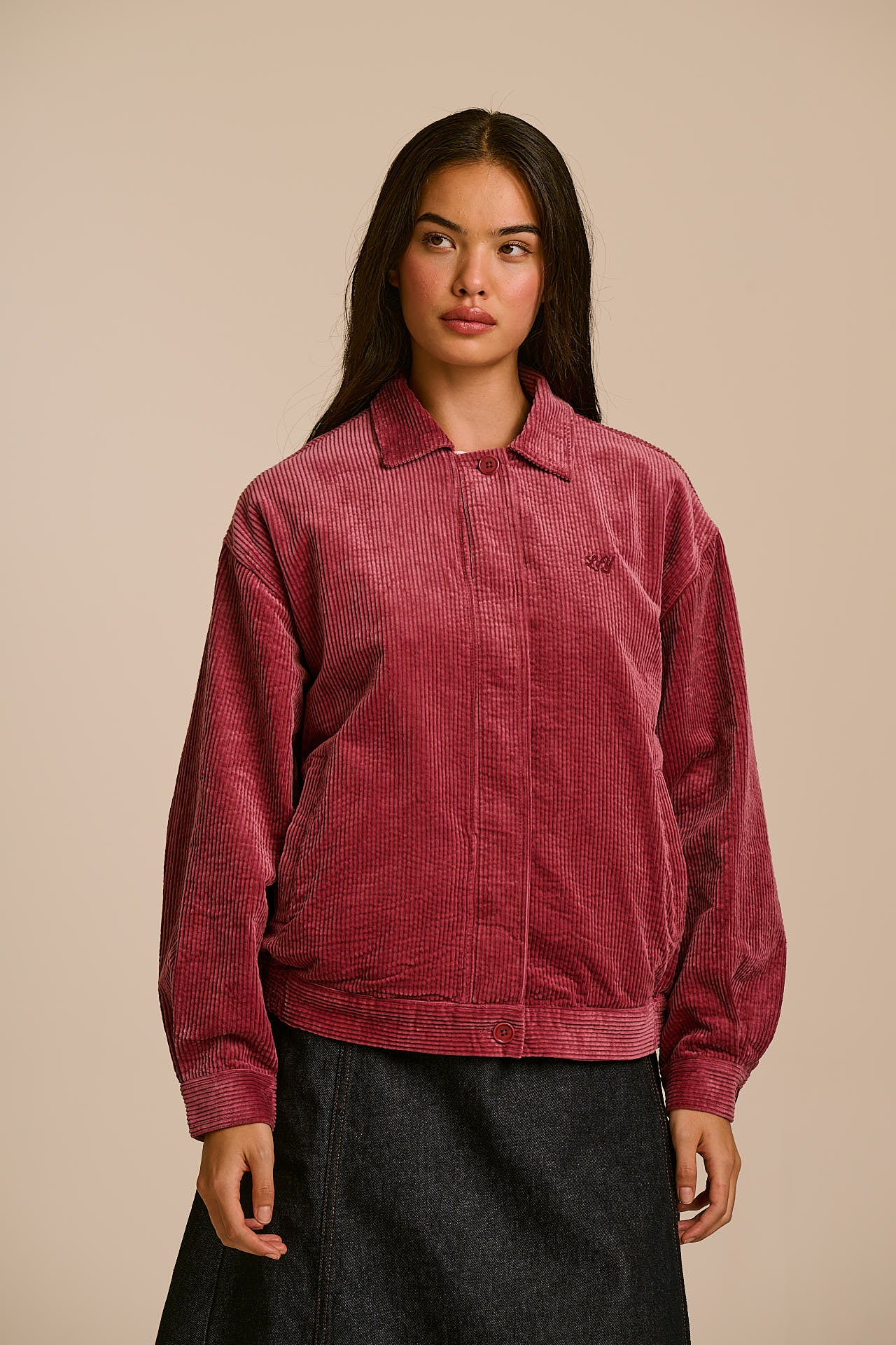 Devan - Cotton Corduroy Jacket in Burgundy