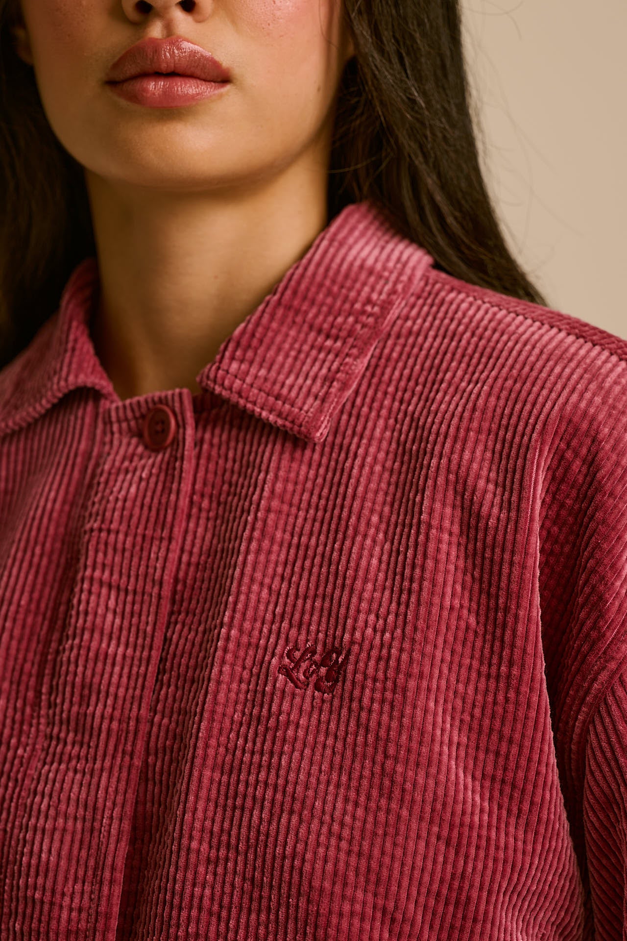 Devan - Cotton Corduroy Jacket in Burgundy