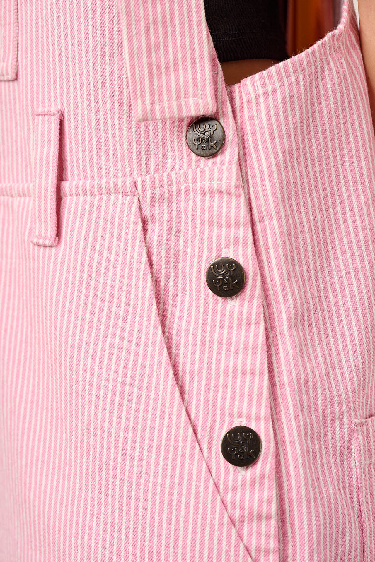 Easton - Cotton Dungarees in Pink Stripe