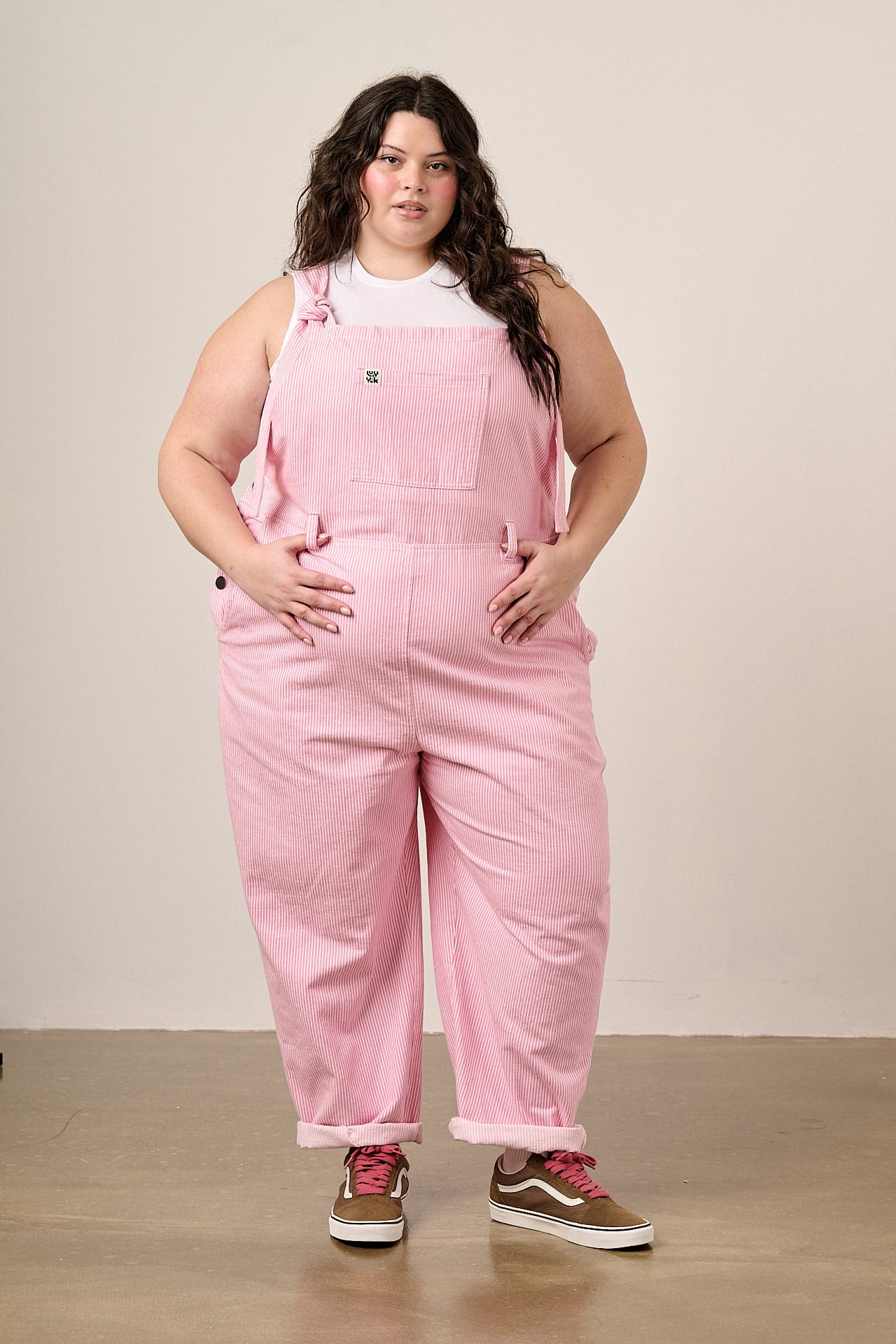 Easton - Cotton Dungarees in Pink Stripe