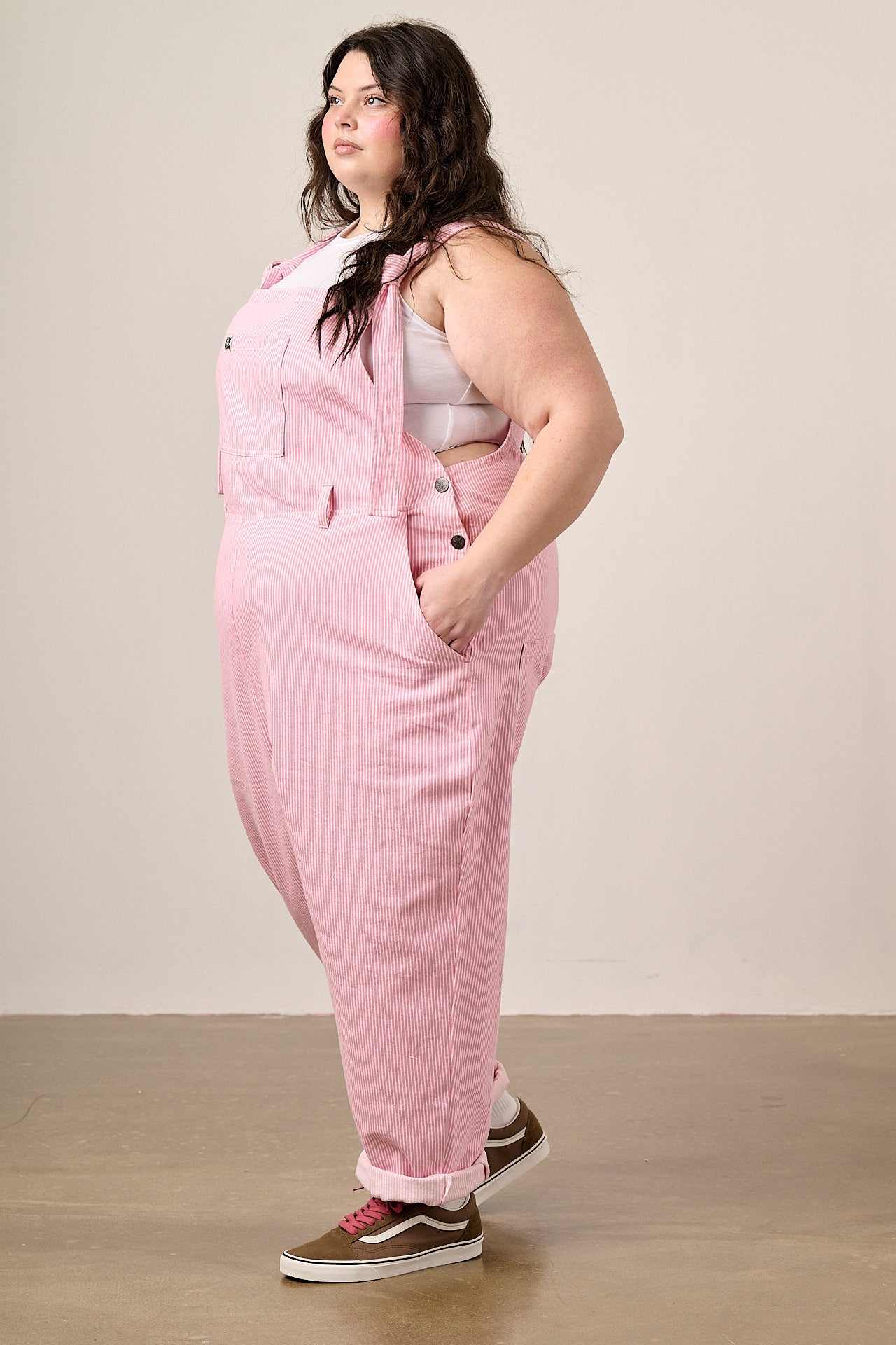 Easton - Cotton Dungarees in Pink Stripe