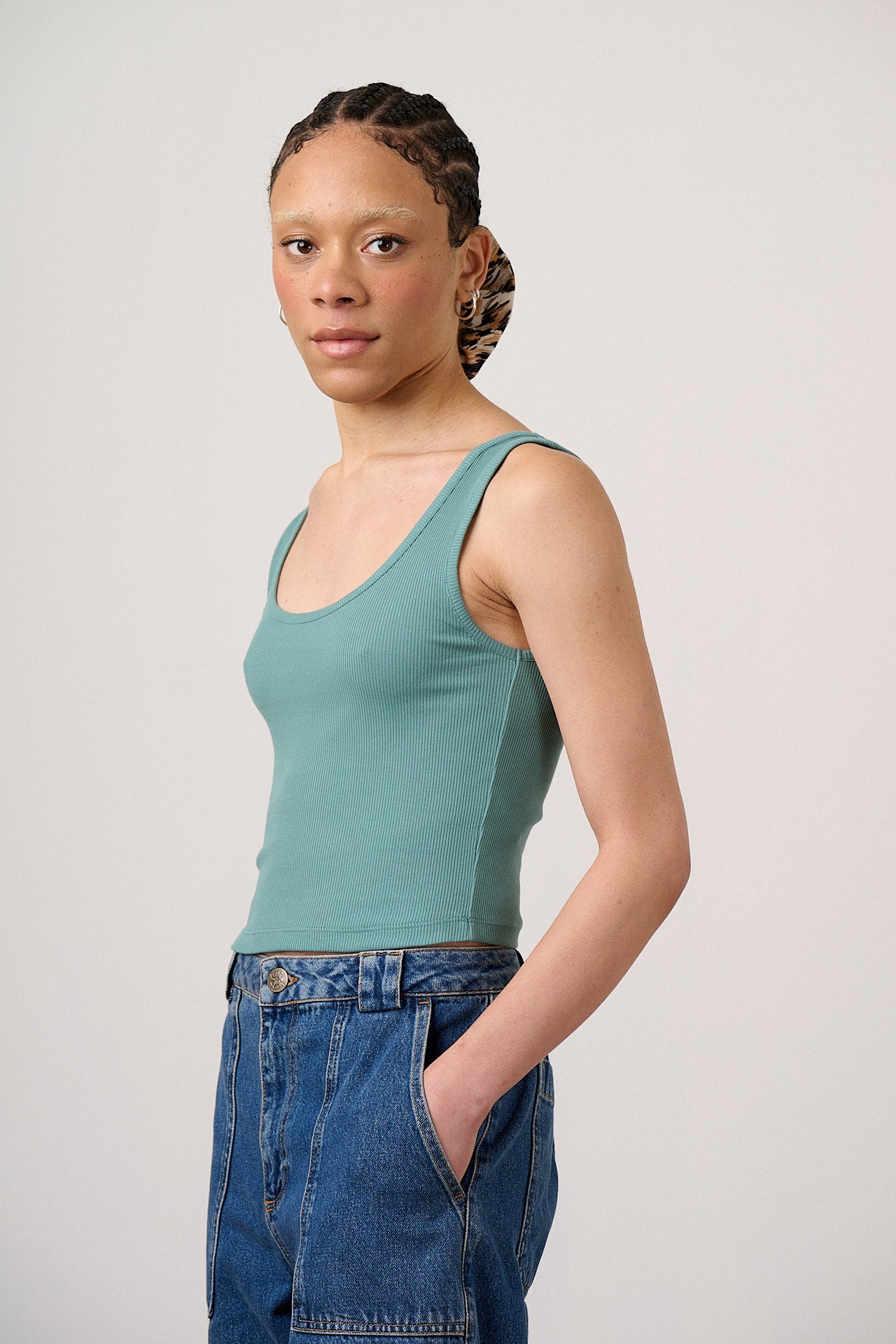 Eden - Cotton Ribbed Vest in Sage Green