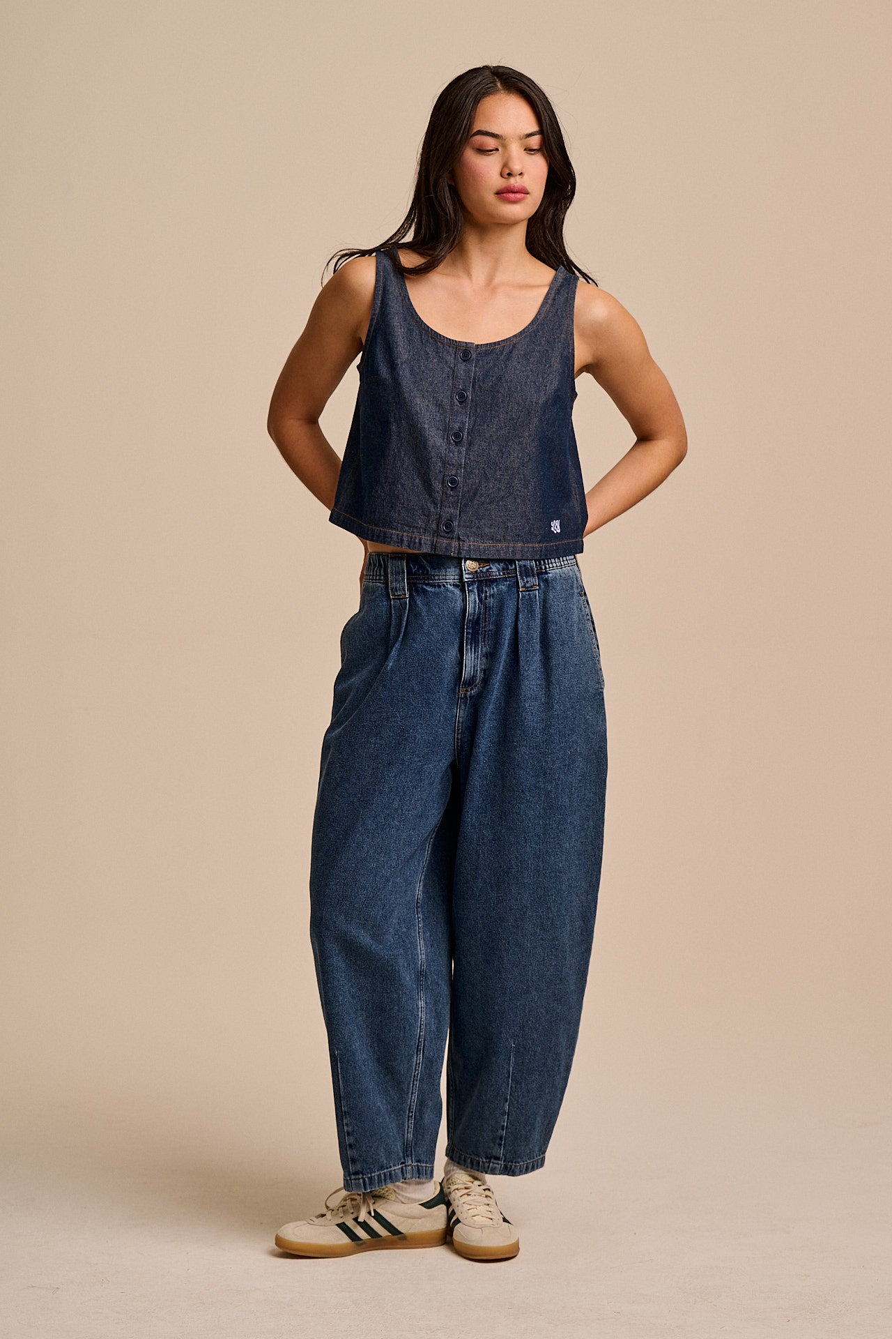 Etoile - Cotton Button Up Tank in Indigo Blue