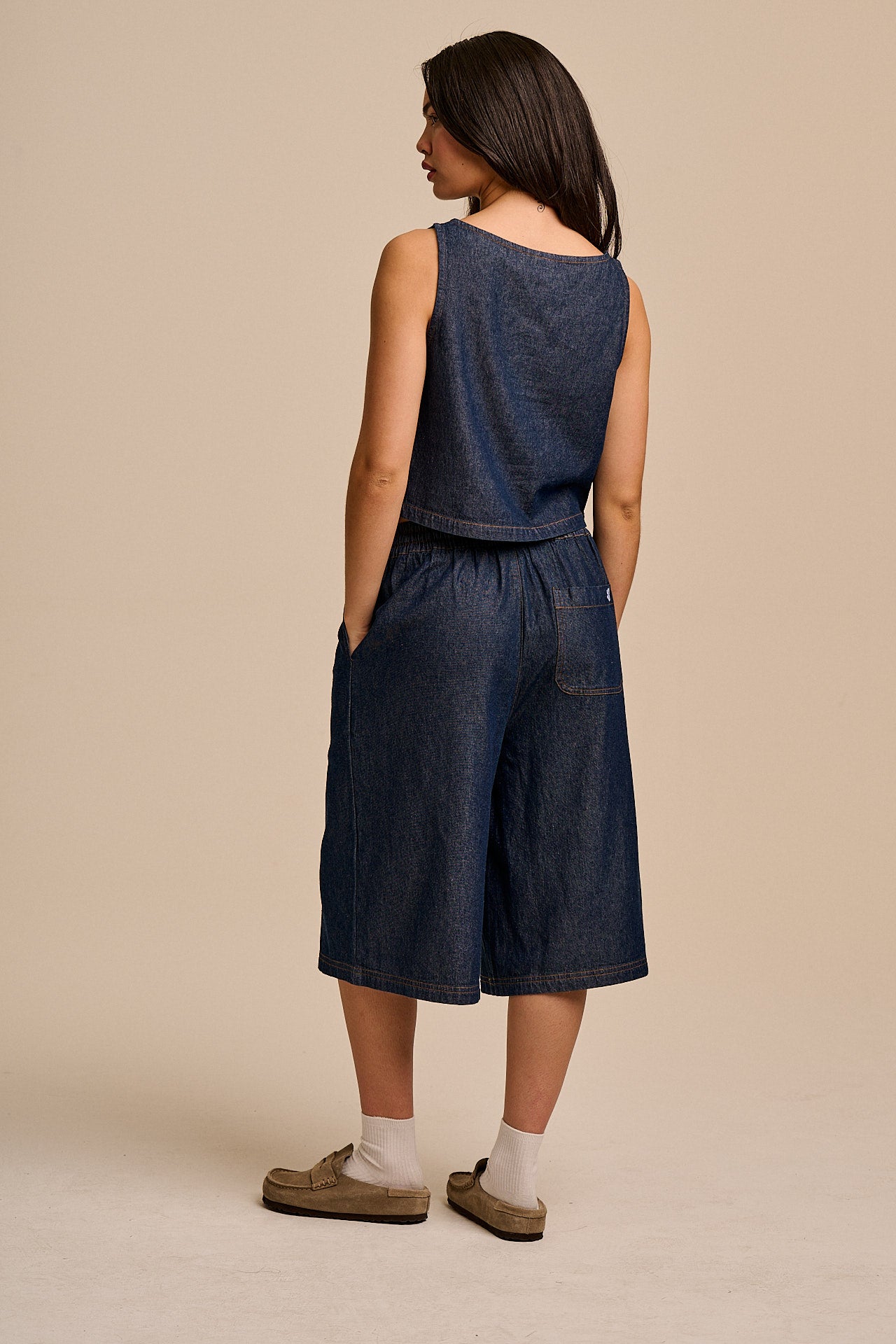 Etoile - Cotton Button Up Tank in Indigo Blue