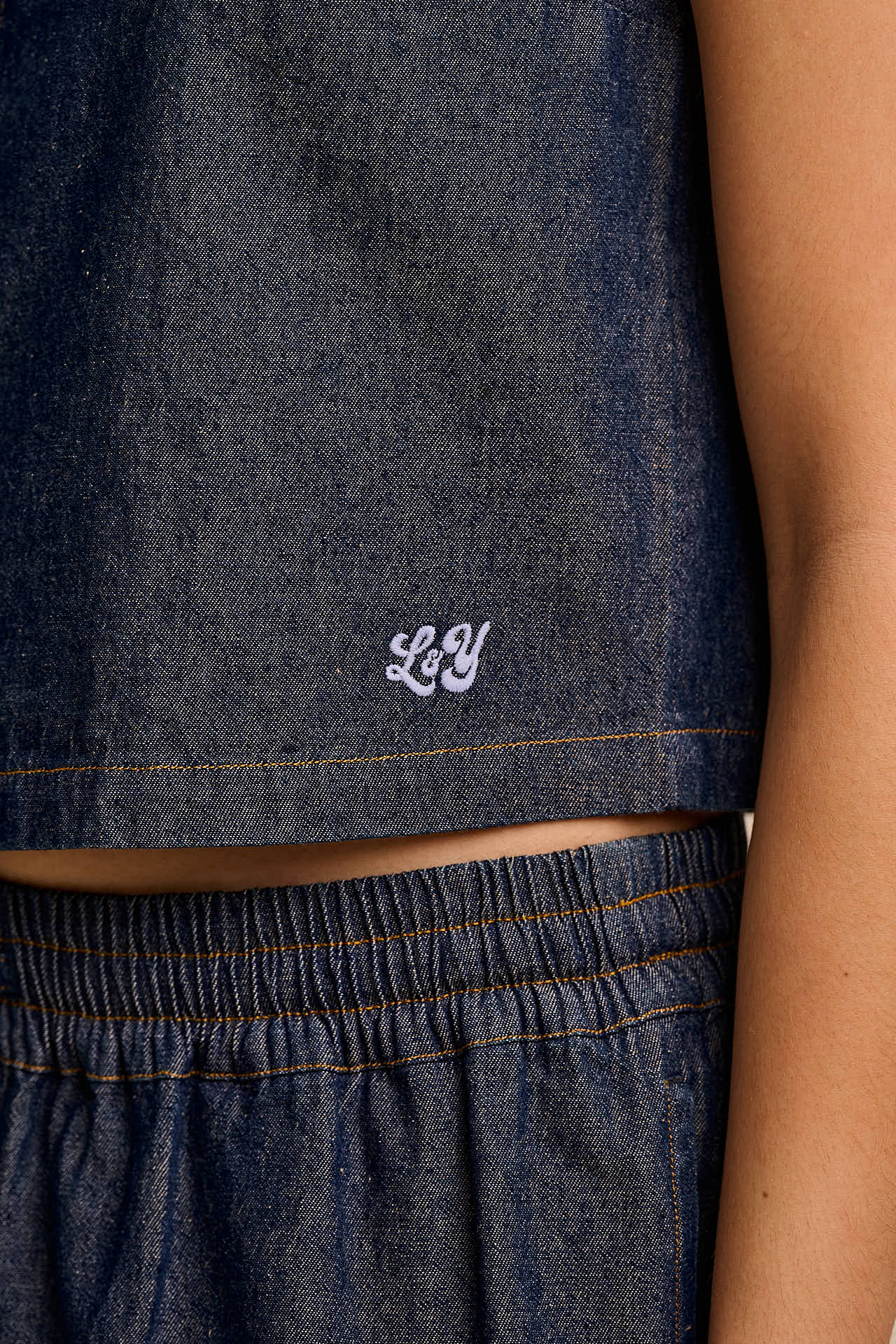 Etoile - Cotton Button Up Tank in Indigo Blue