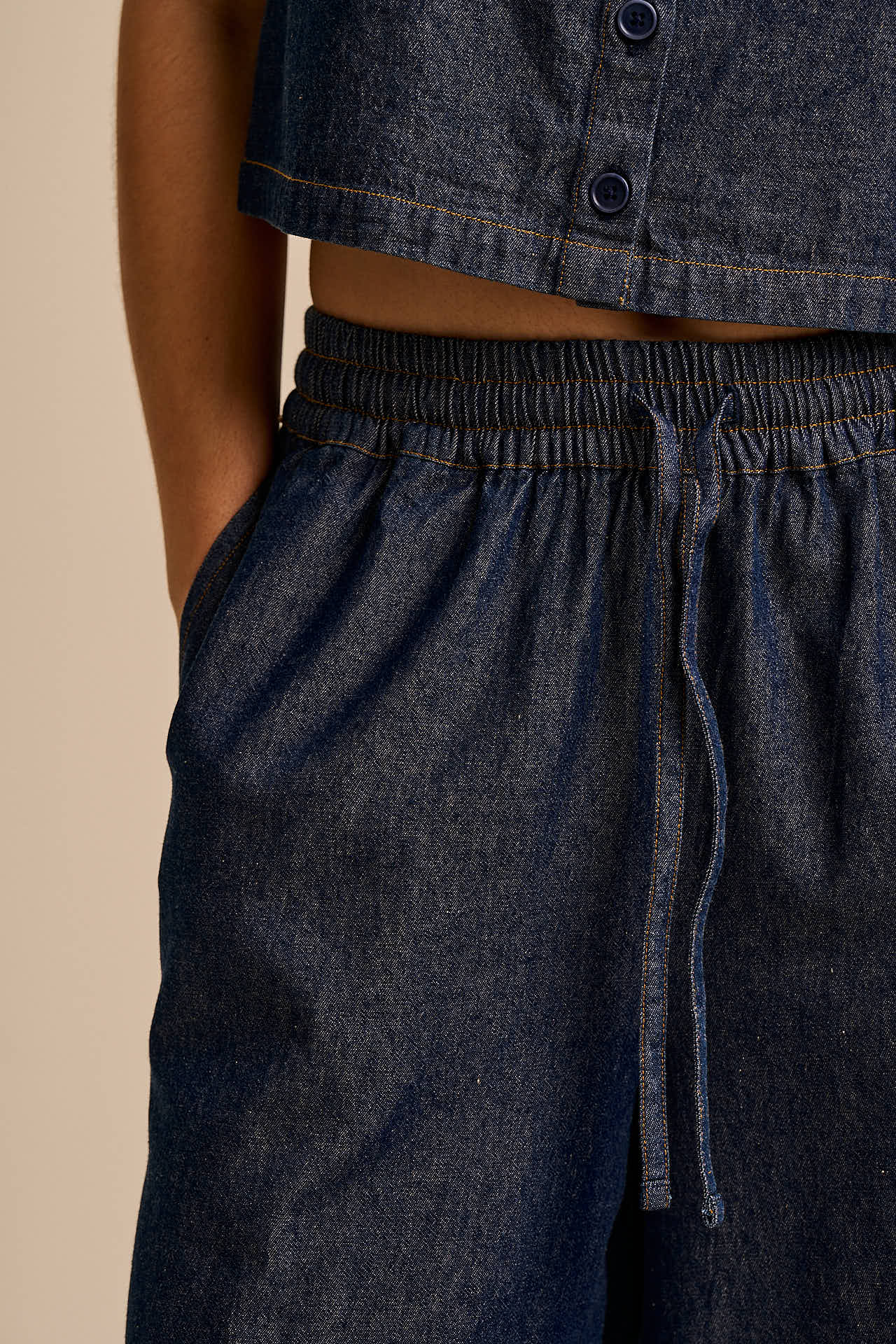 Carlos - Cotton Jort Shorts in Indigo Blue