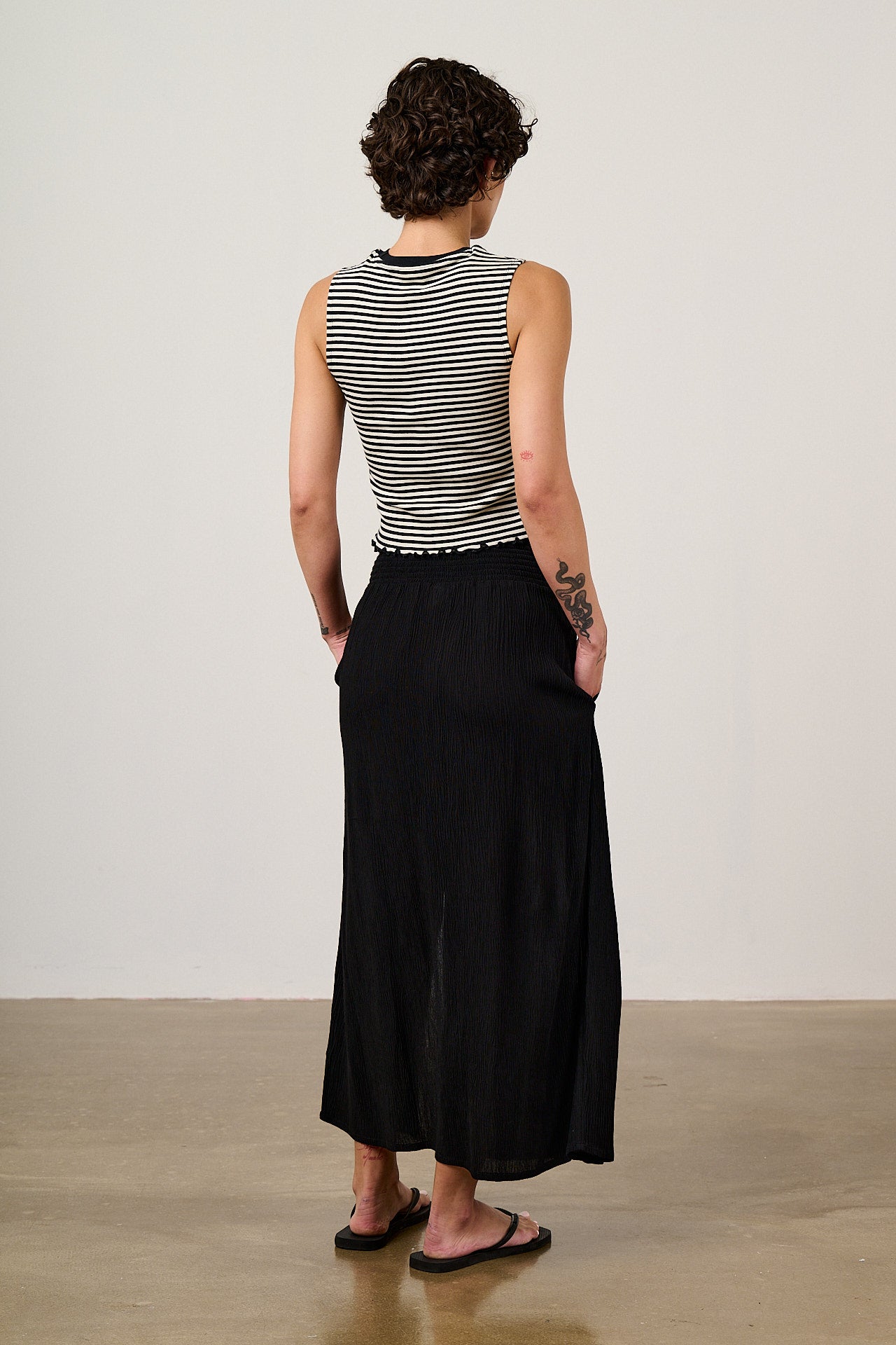 Etta - Cotton Jersey Sleeveless Tank Top in Cherry Stripe