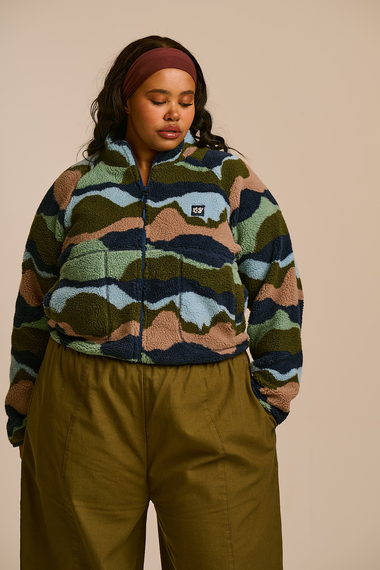 Finley - Borg Fleece Jacket in Earthy Landscape
