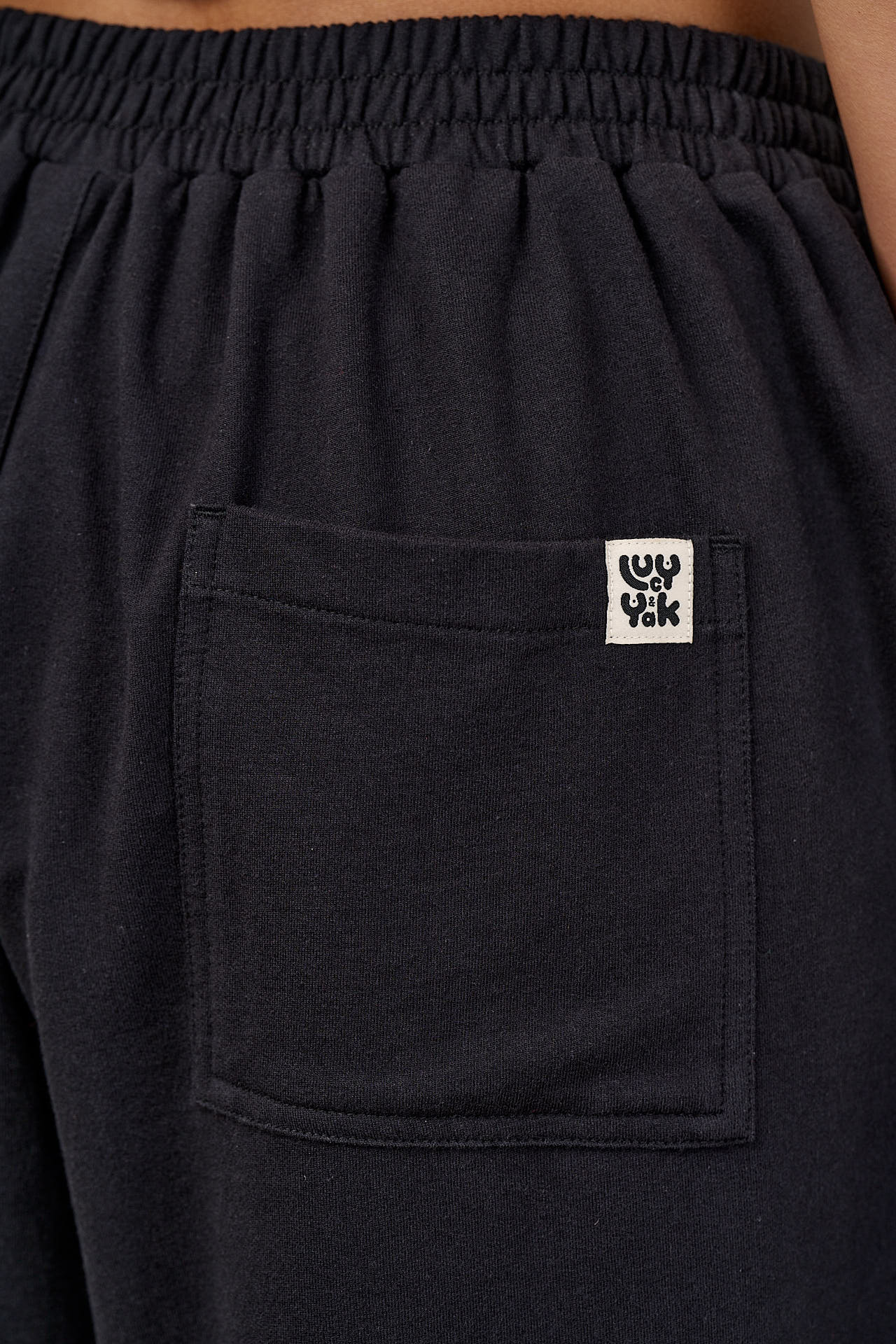 Freddie - Barrel Leg Cotton Jersey Trousers in Black