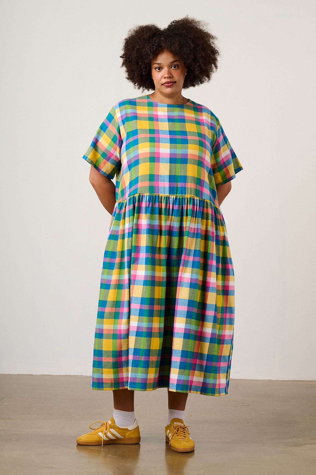Georgia - Brushed Cotton Dress in Retro Picnic Fun Check