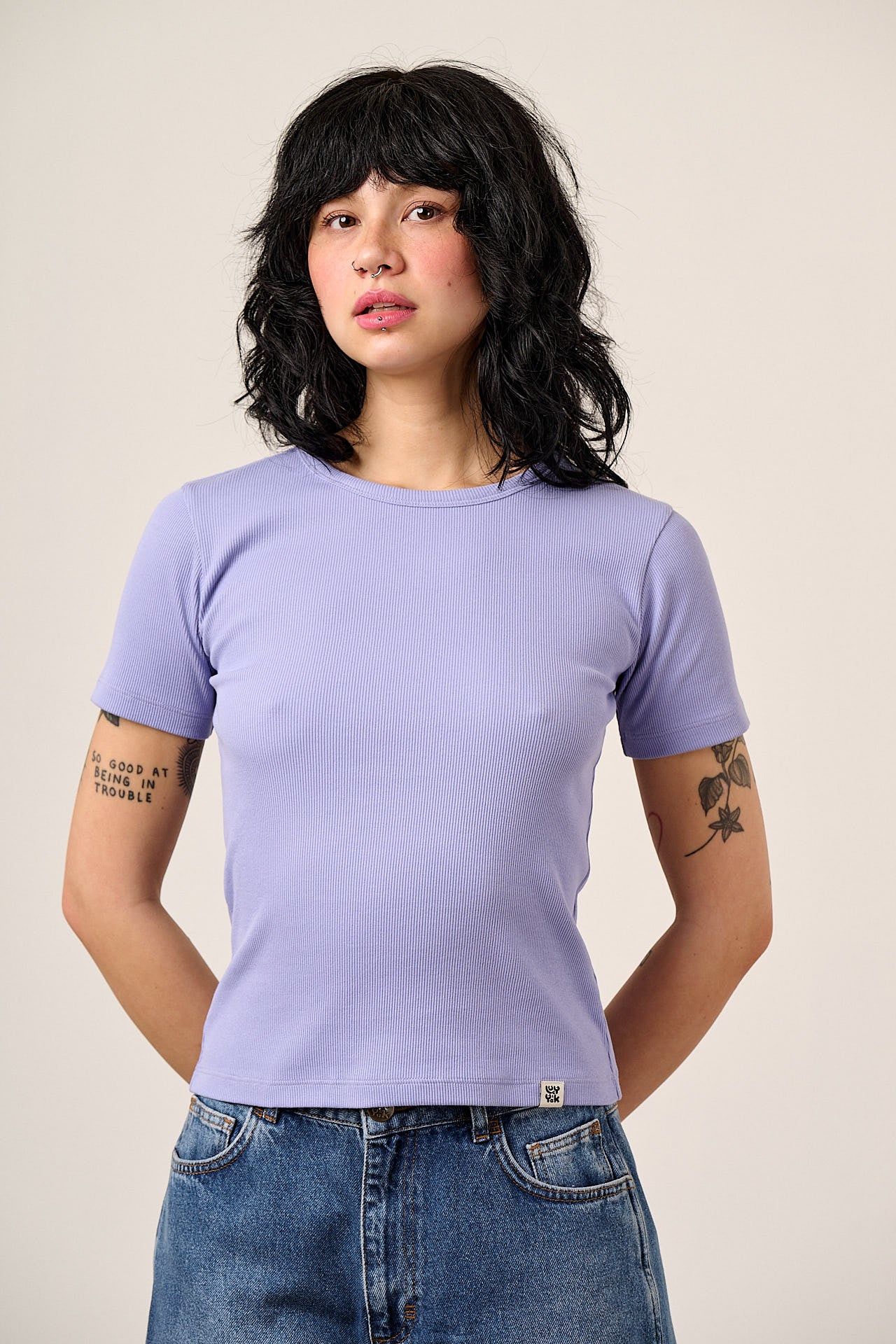 Gracie - Cotton T-Shirt in in Lilac
