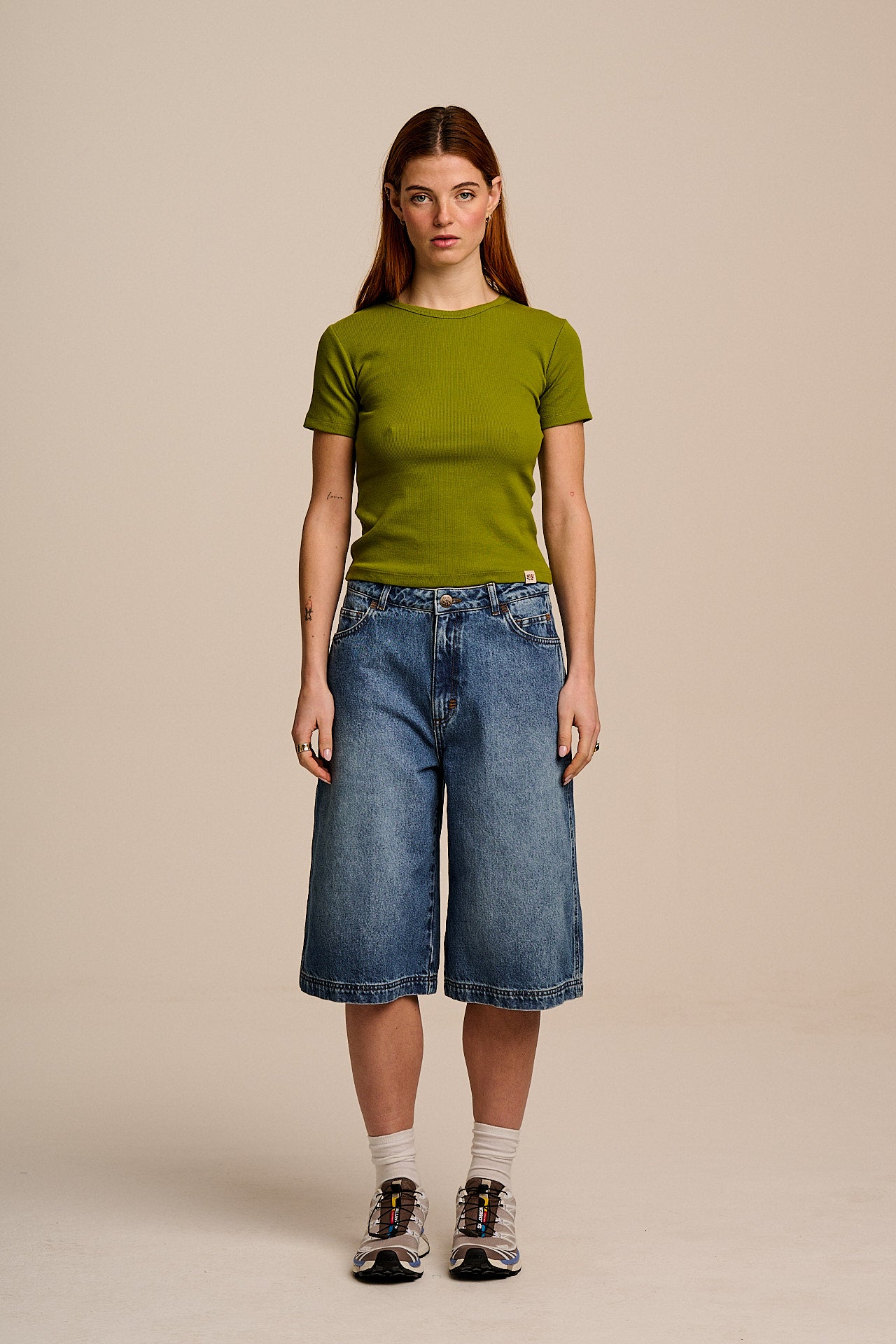 Gracie - Cotton T-Shirt in Cypress Green