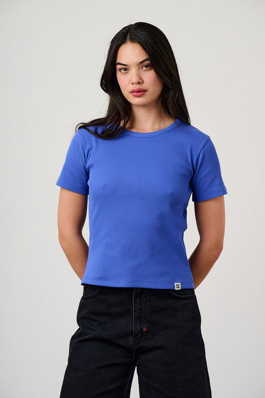 Gracie - Cotton T-Shirt in Dazzling Blue