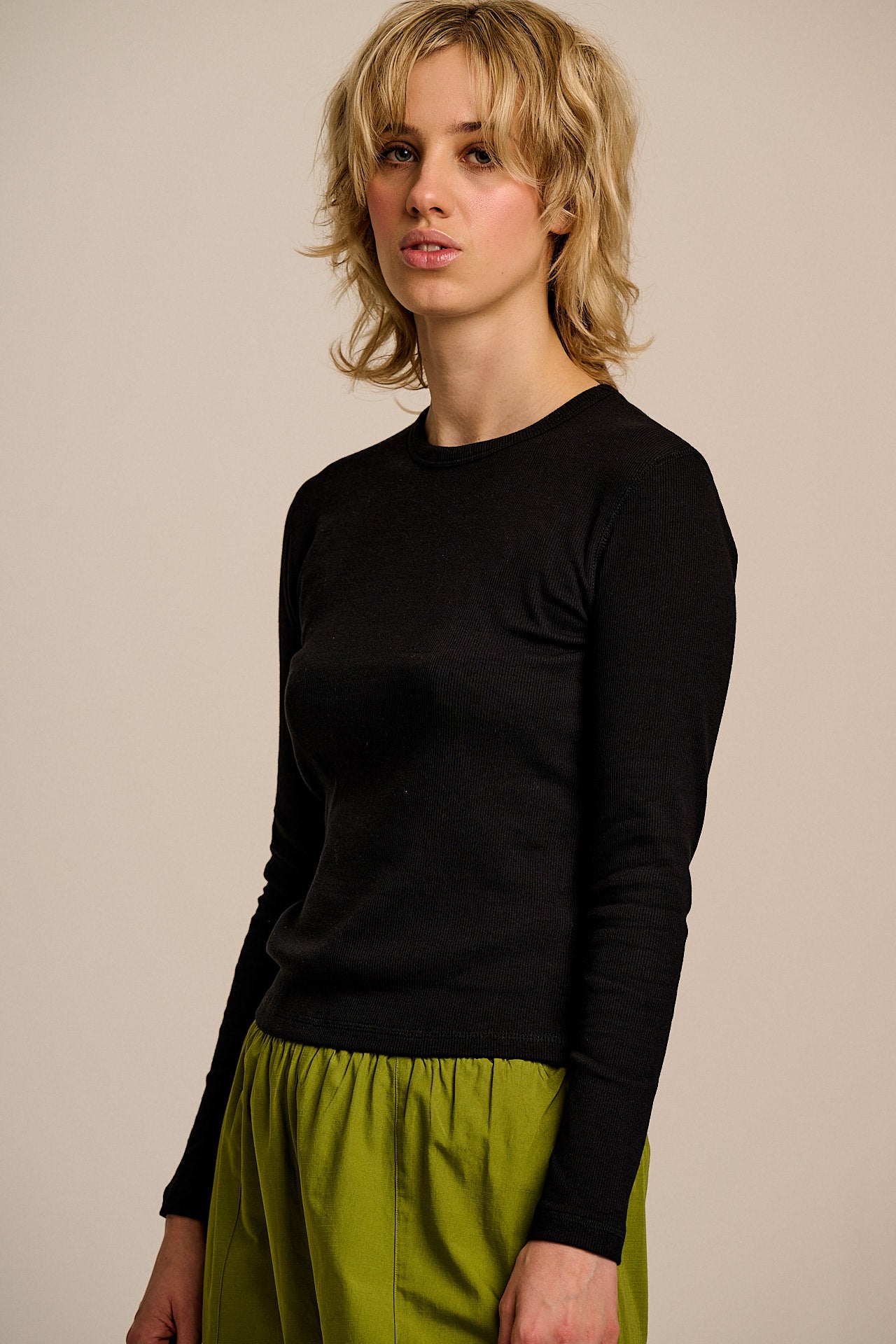 Grayson - Long Sleeve Cotton Jersey Top in Black