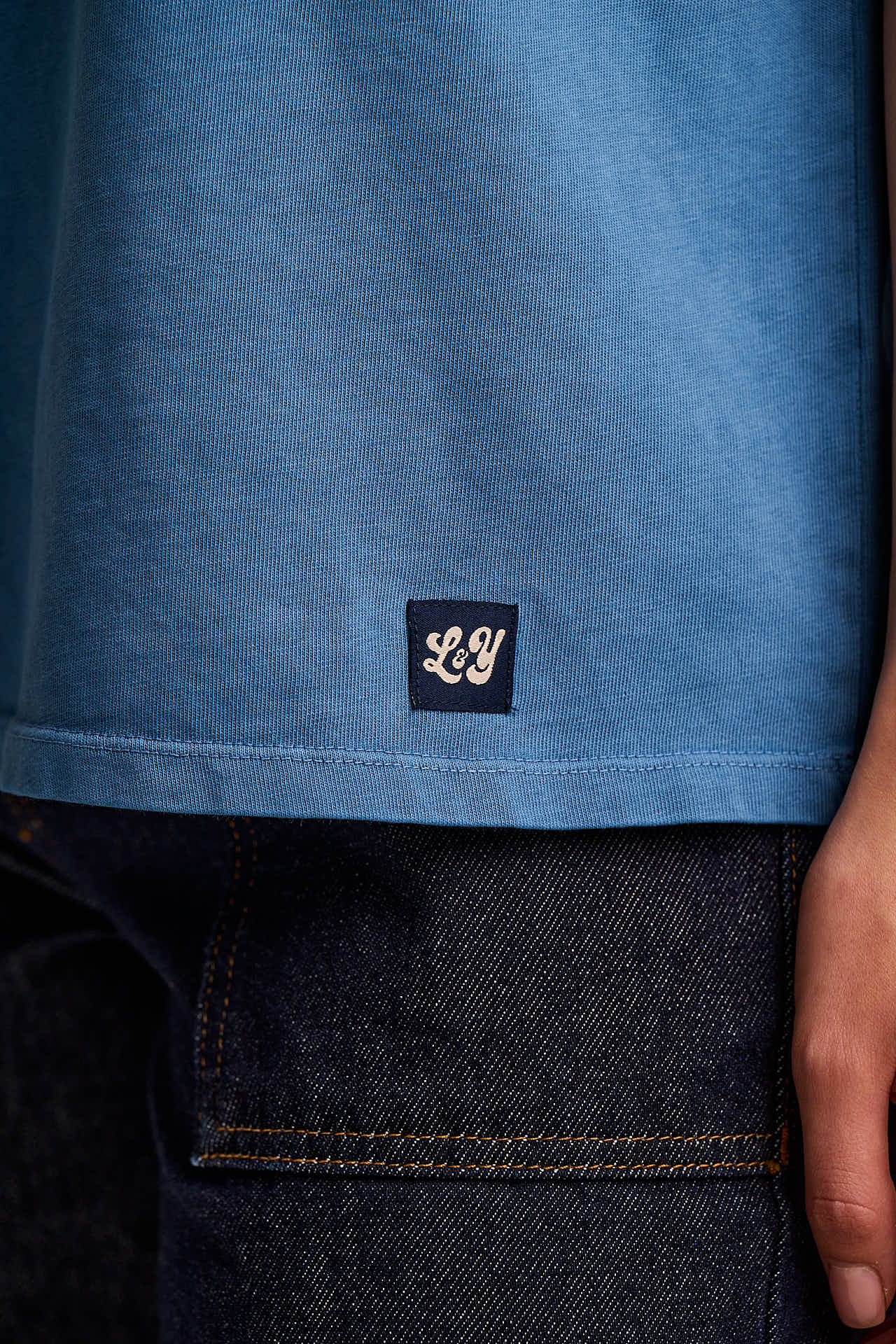 Inessa - Cotton Cap Sleeve T-Shirt in Blue