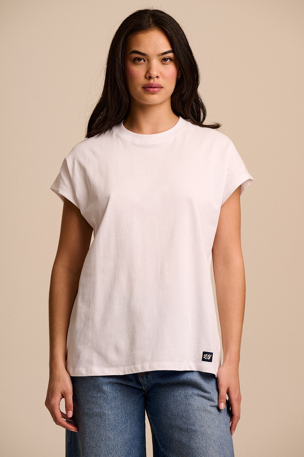 Inessa - Cotton Cap Sleeve T-Shirt in White
