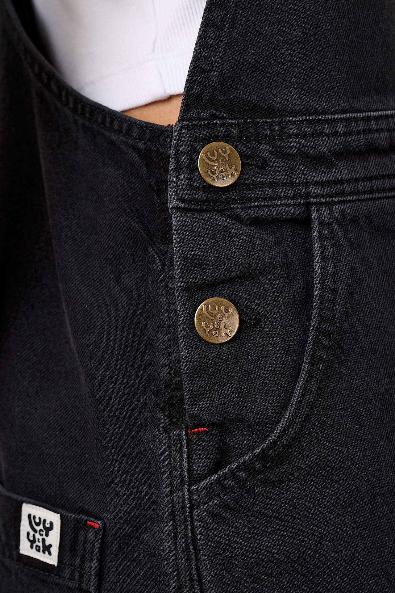 Jara - Denim Dungarees Shorts in Black Wash