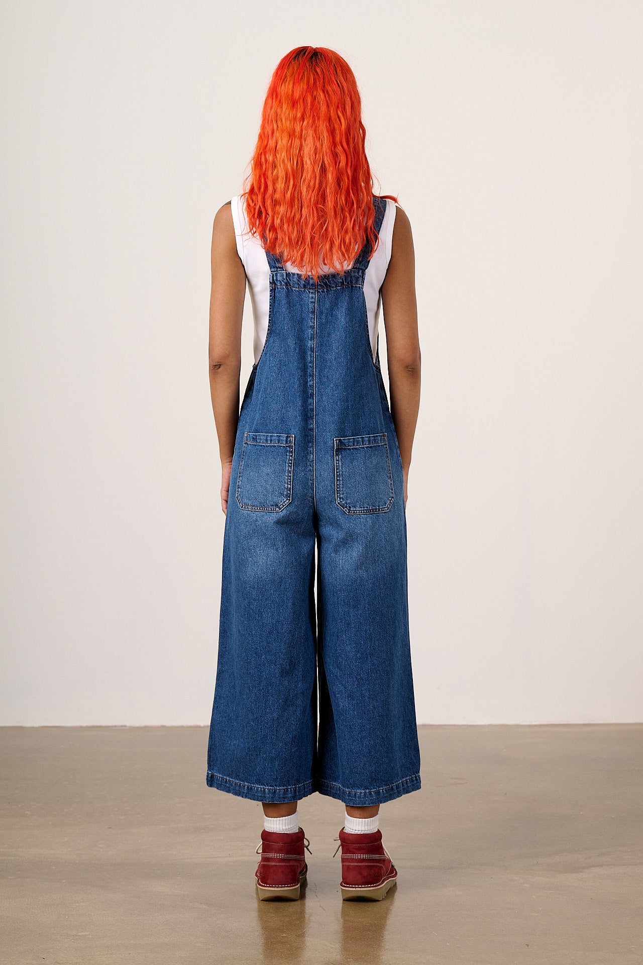 Jenny - Denim Wide Leg Dungarees in Vintage Wash