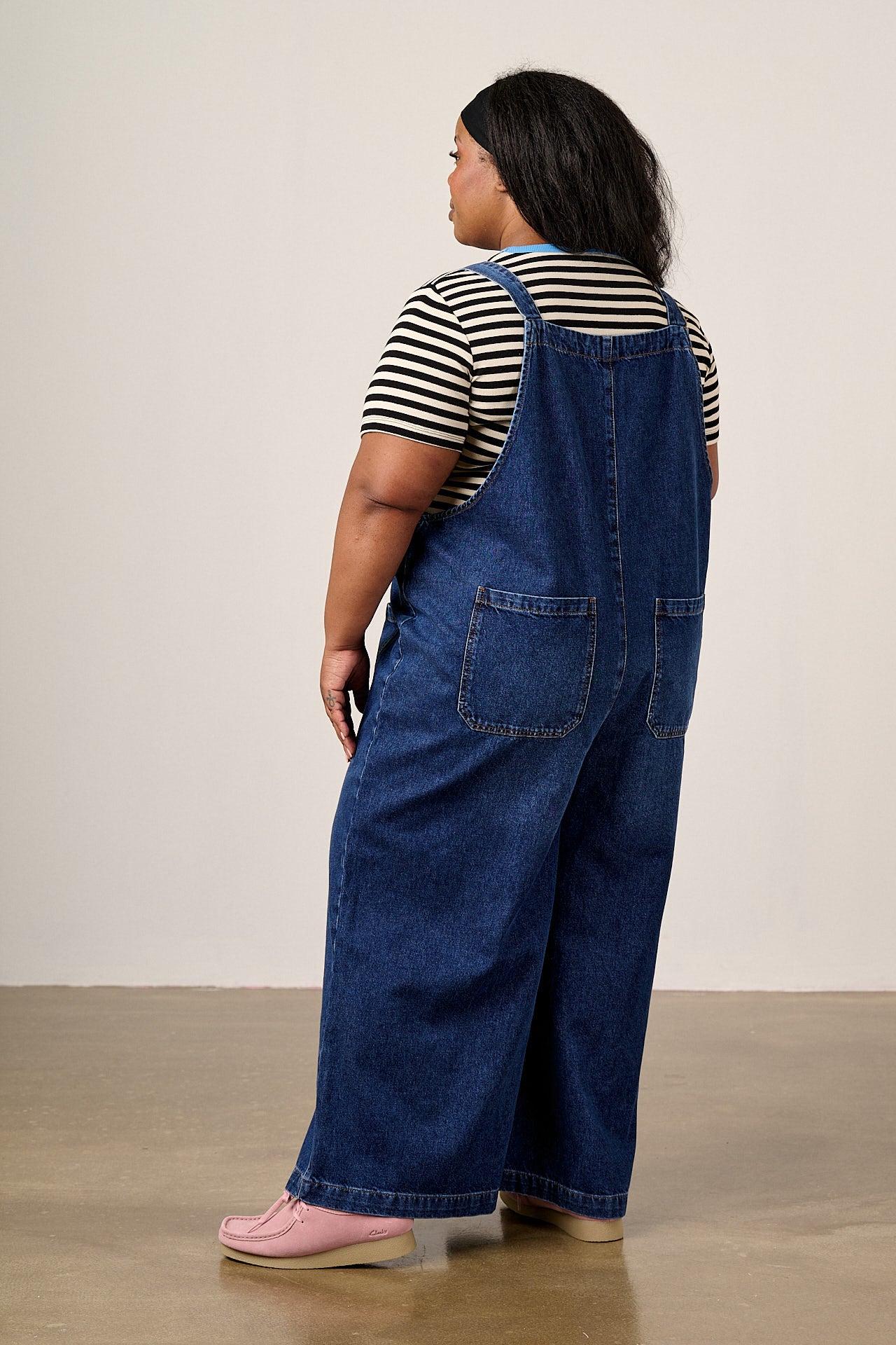 Jenny - Denim Wide Leg Dungarees in Vintage Wash