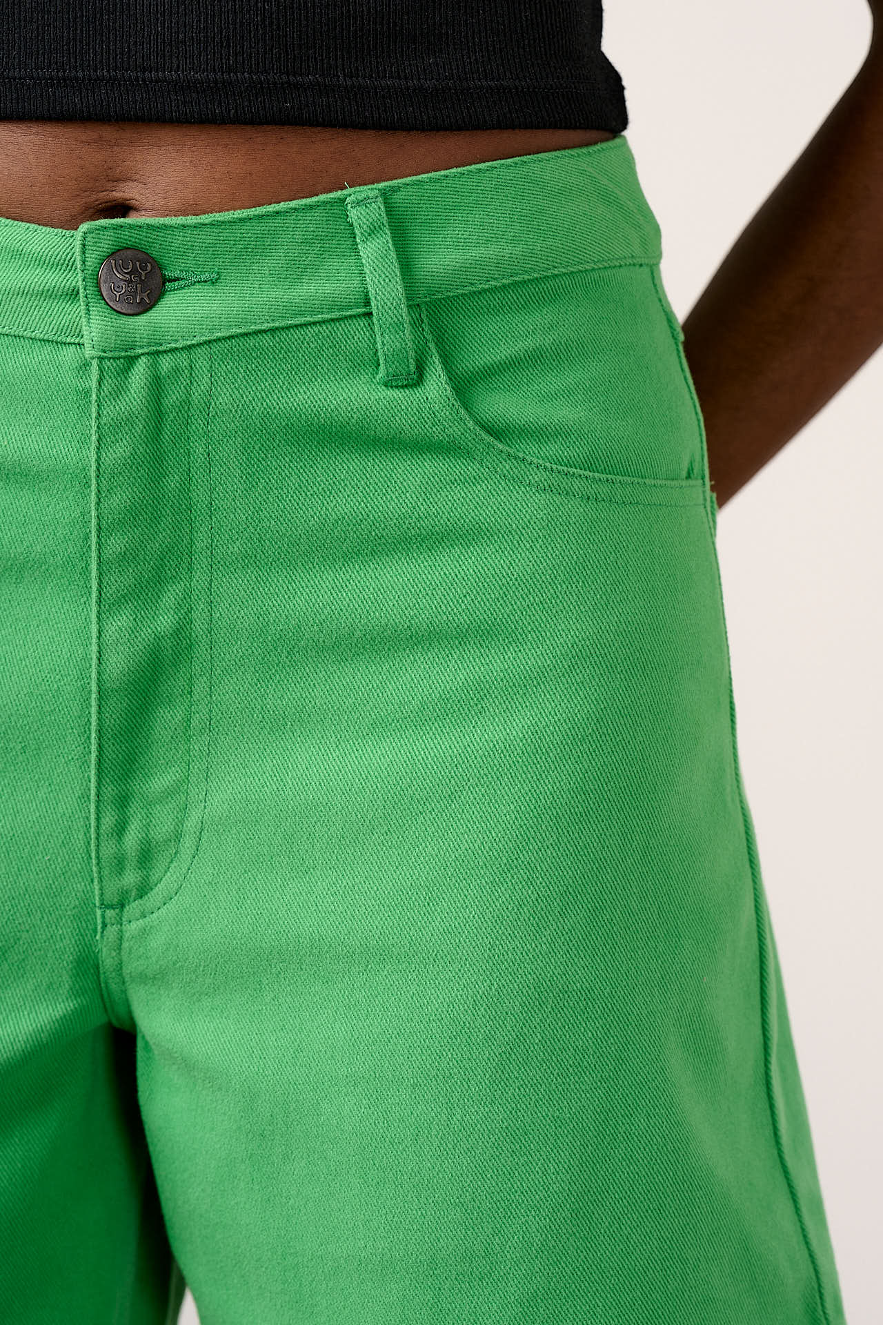 Lexi - High Waist Cotton Shorts in Kelly Green