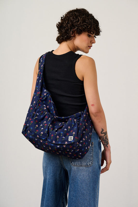 Liza - Crossbody Bag in Navy Tulips