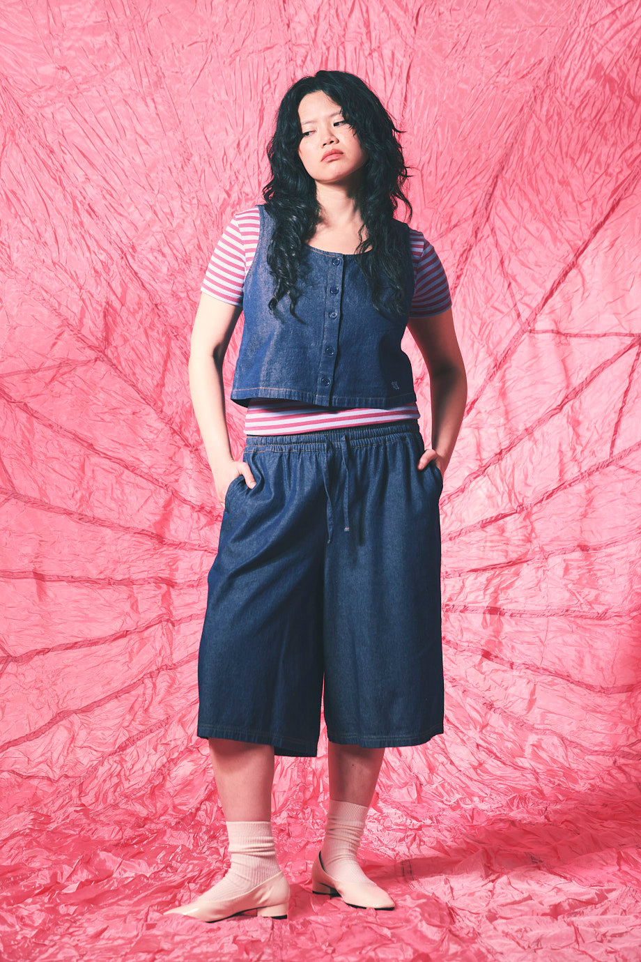 Carlos - Cotton Jort Shorts in Indigo Blue