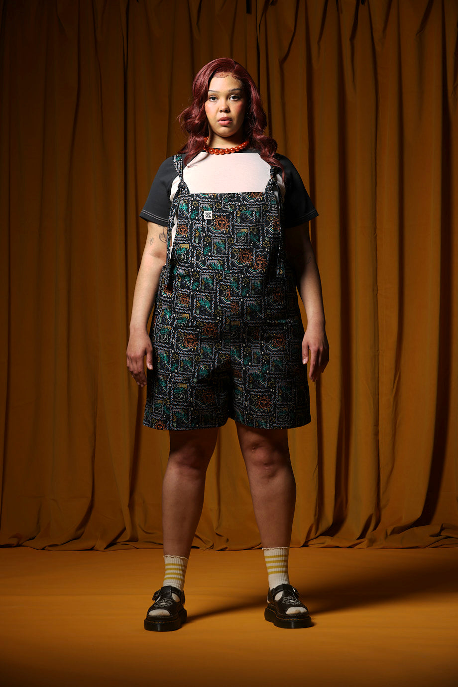 Original Shorts - Cotton Dungaree Shorts in Cosmic Folk Floral Print
