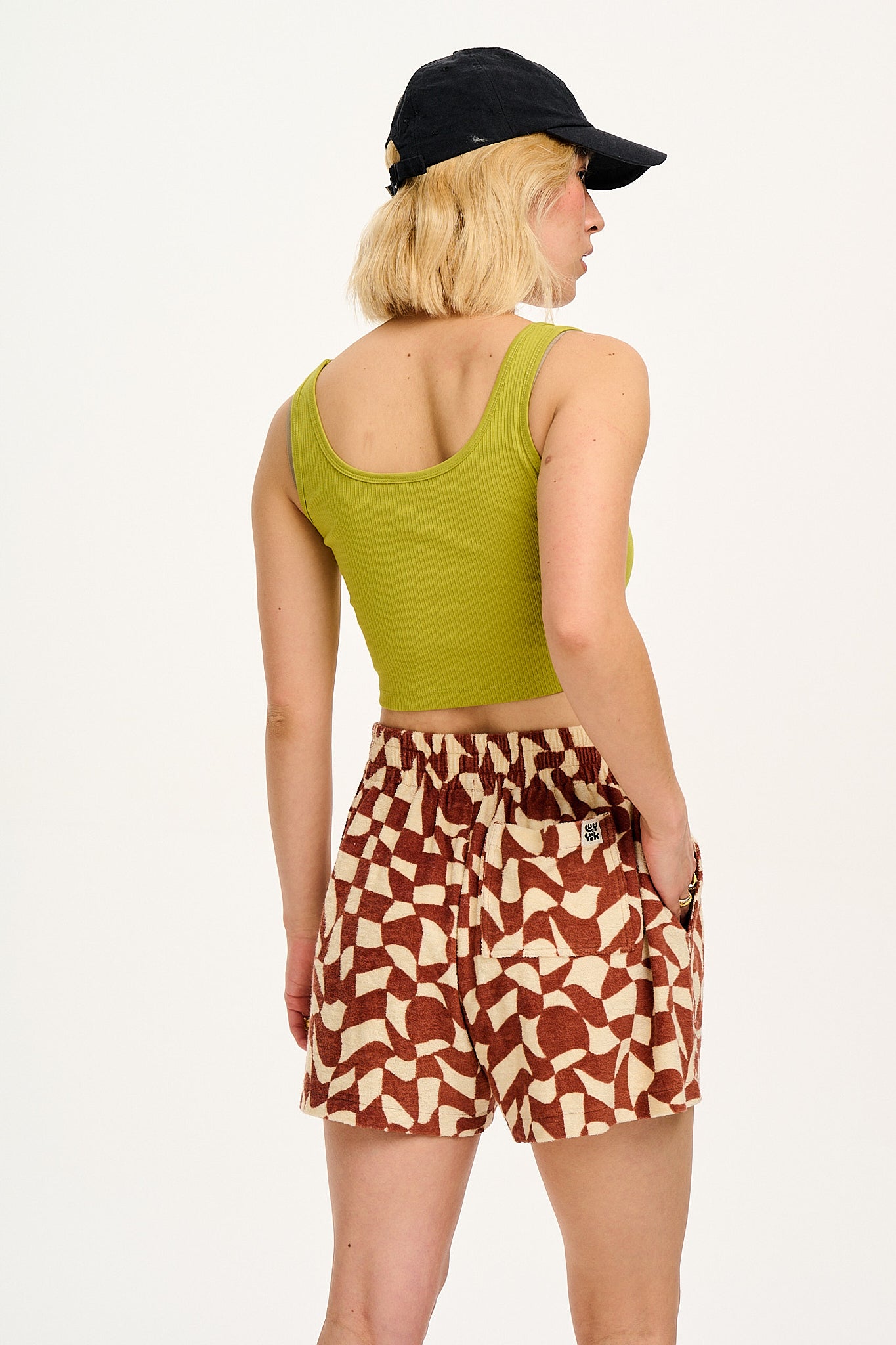 Jessie - Cotton Towelling Shorts in Amara Grid
