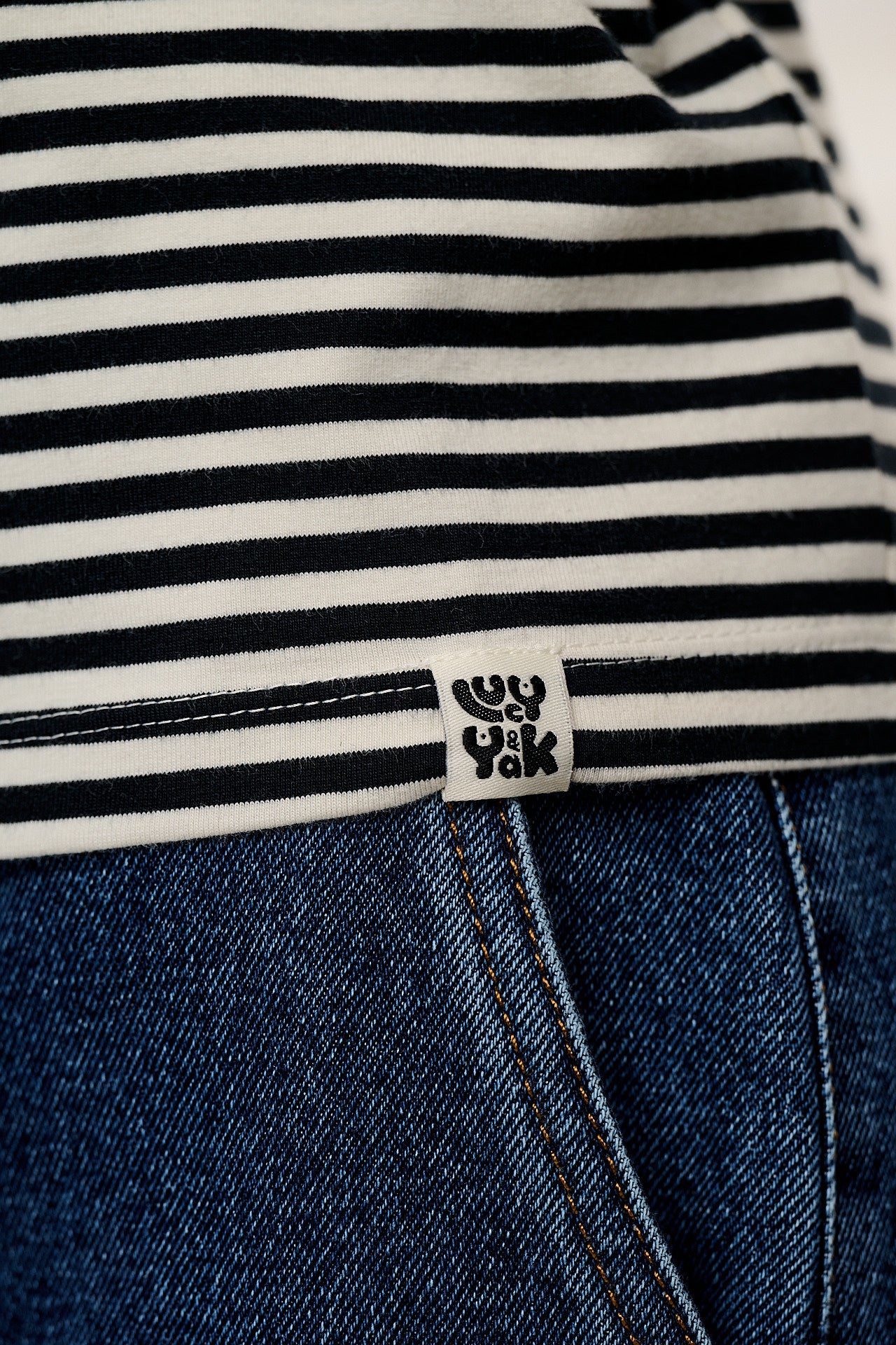 Rey - Long Sleeve Cotton Top in Black & White Stripe