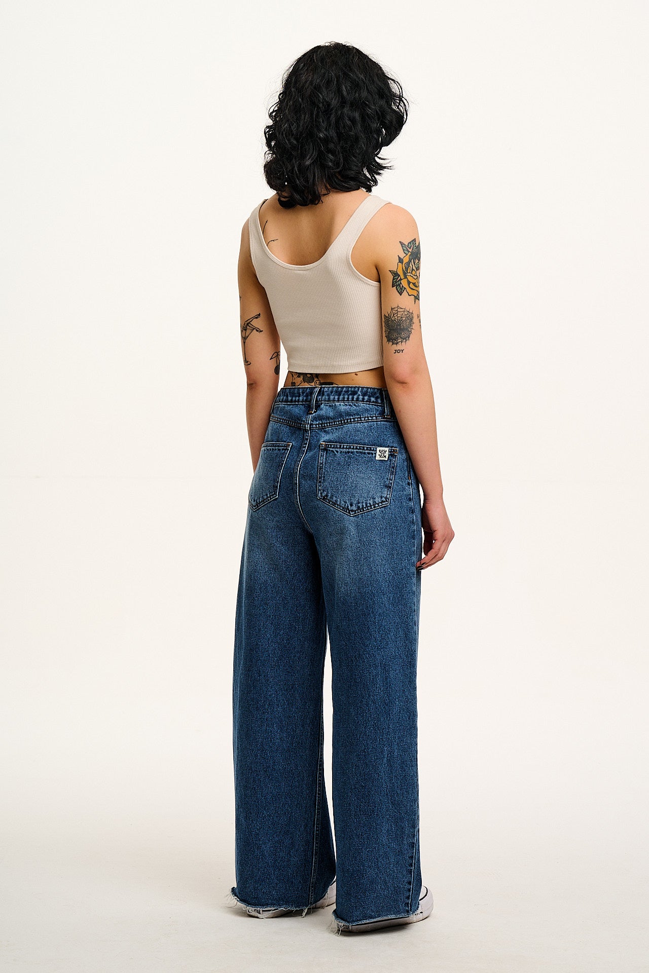 Carter - High Waisted Denim Jeans in Vintage Wash Blue