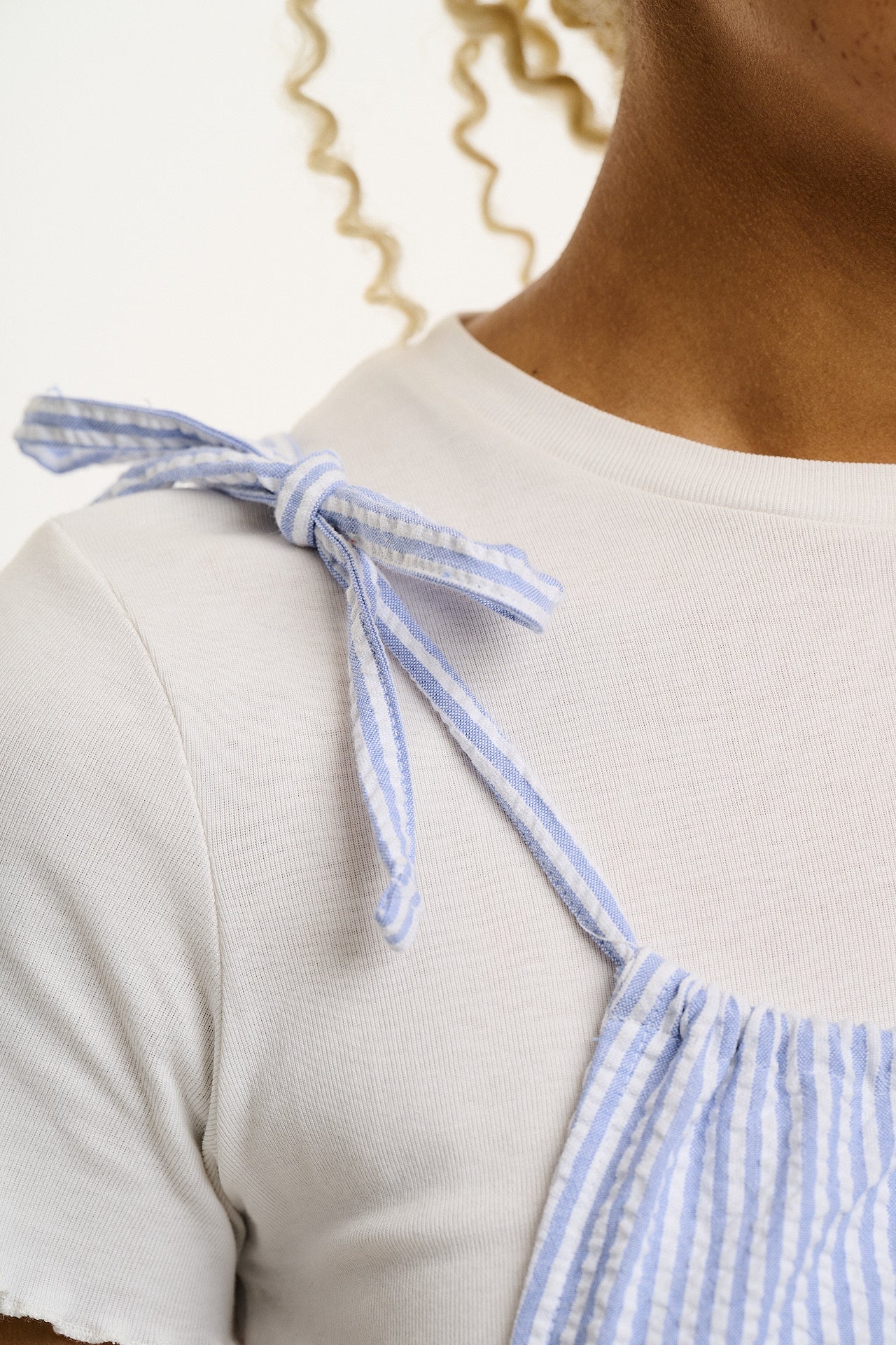 Ramona - Cotton Seersucker Jumpsuit in Blue Stripe