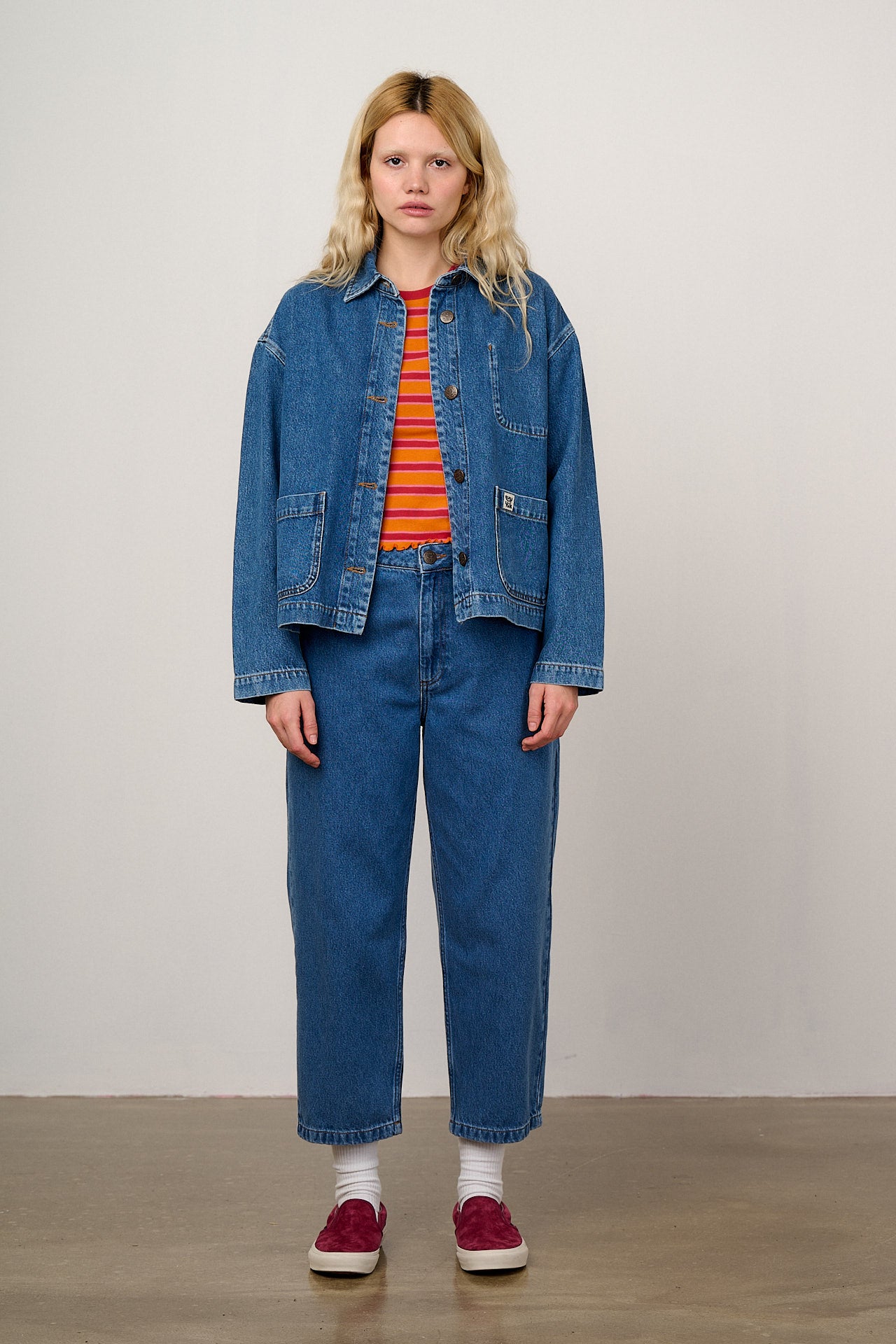 Connie - Denim Jacket in Mid Wash Blue