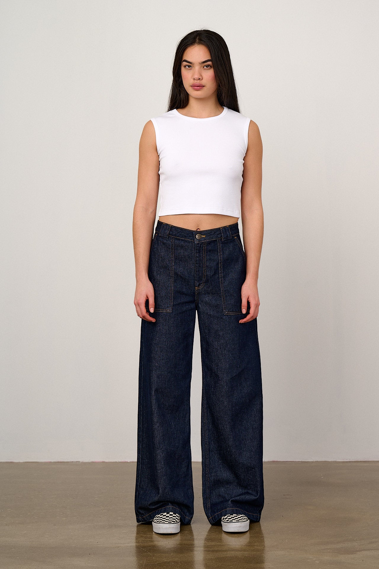 Rue - Cotton Ribbed Tank Top in White