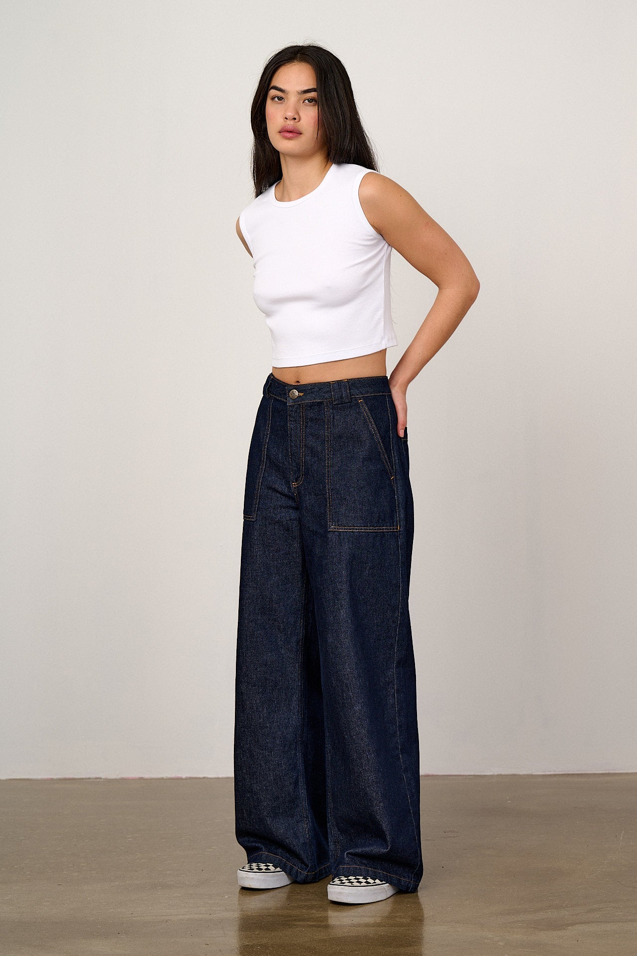 Rue - Cotton Ribbed Tank Top in White