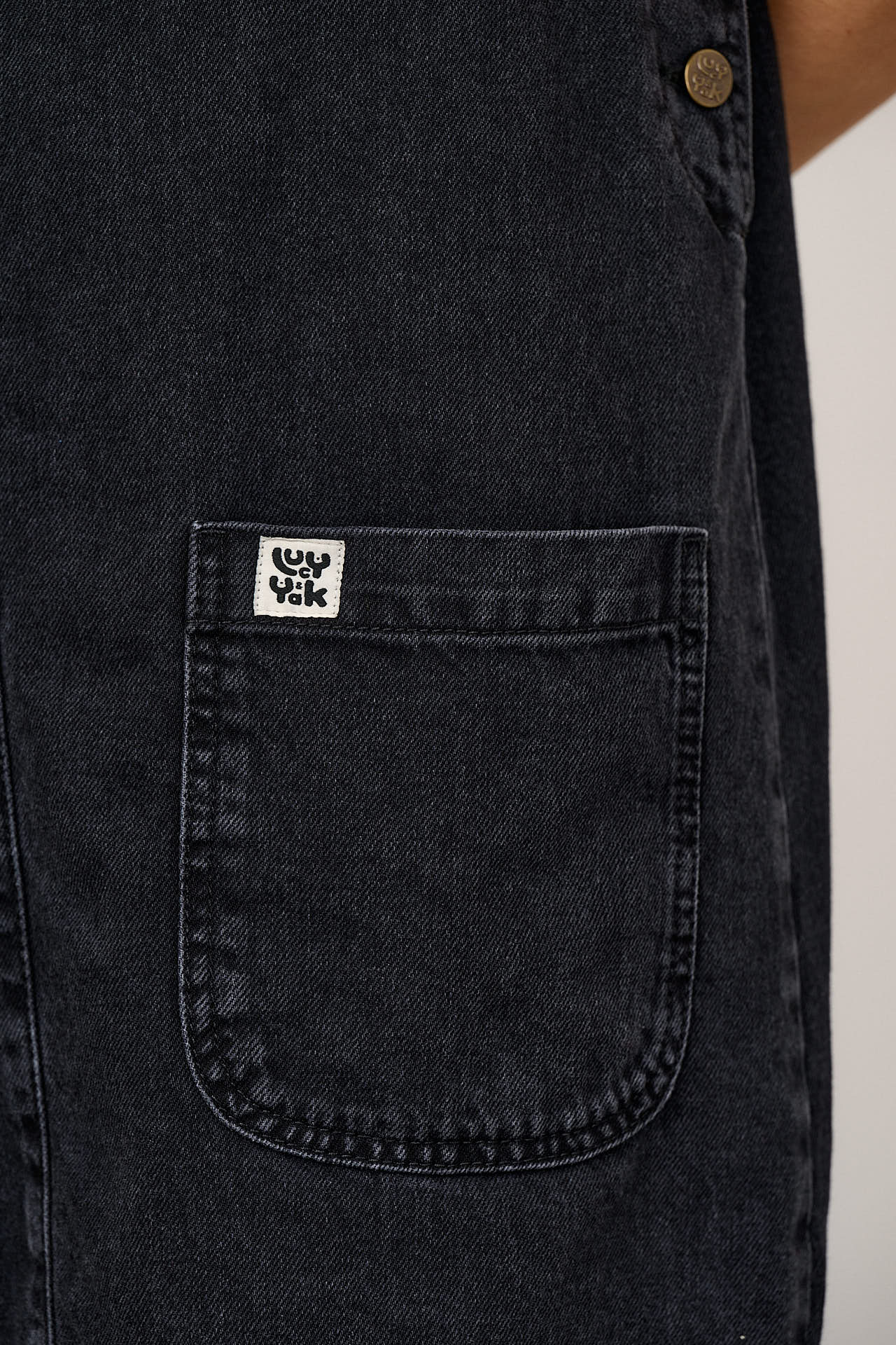 Layla - Mini Denim Dress in Washed Black