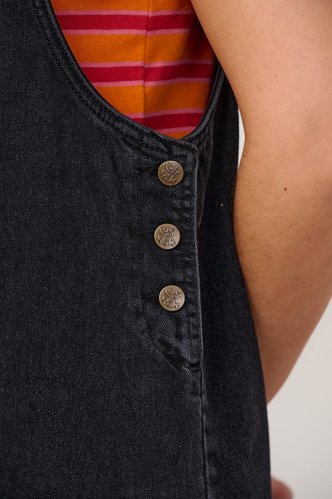 Layla - Mini Denim Dress in Washed Black