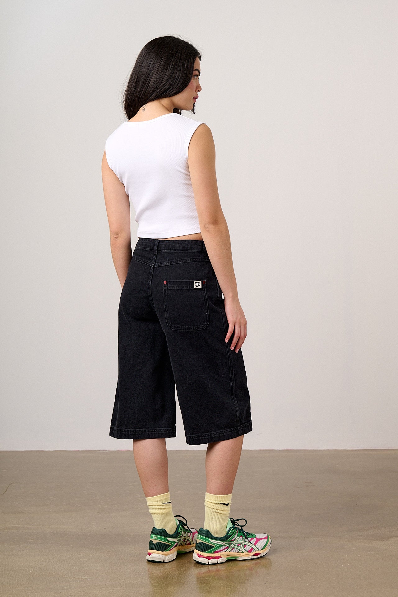 Sol - Denim Long Shorts in Black Wash