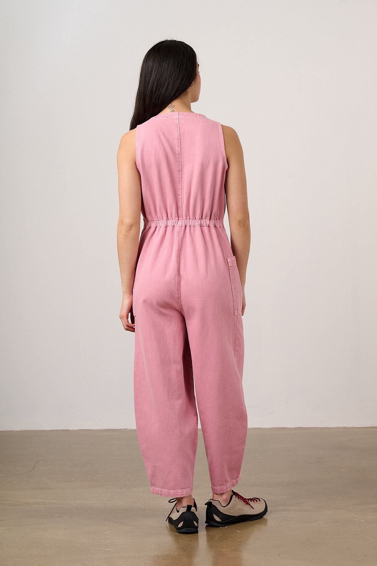 Nari - Denim Sleeveless Jumpsuit in Washed Pink