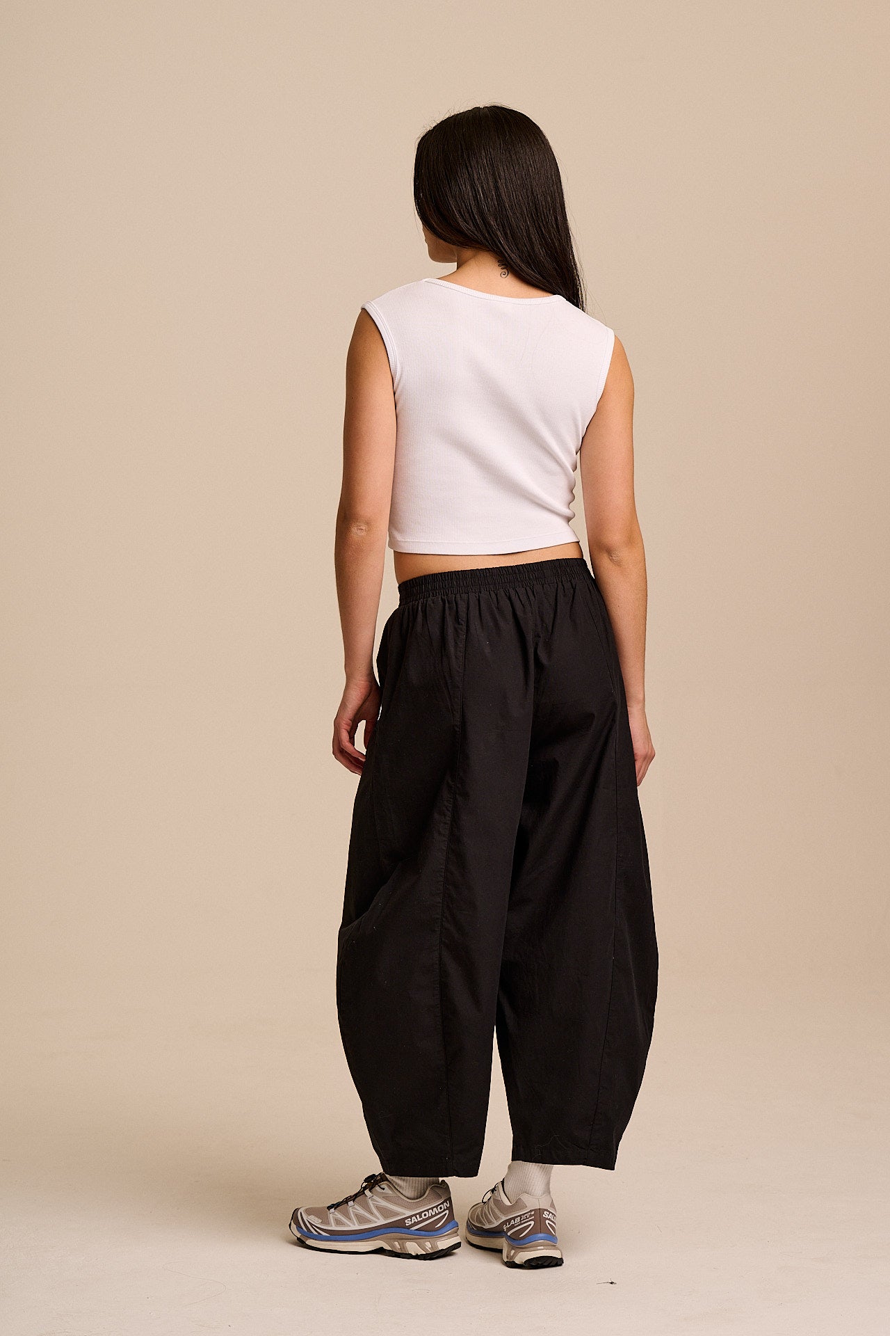 Obregon - Barrel Leg Cotton Trousers in Black