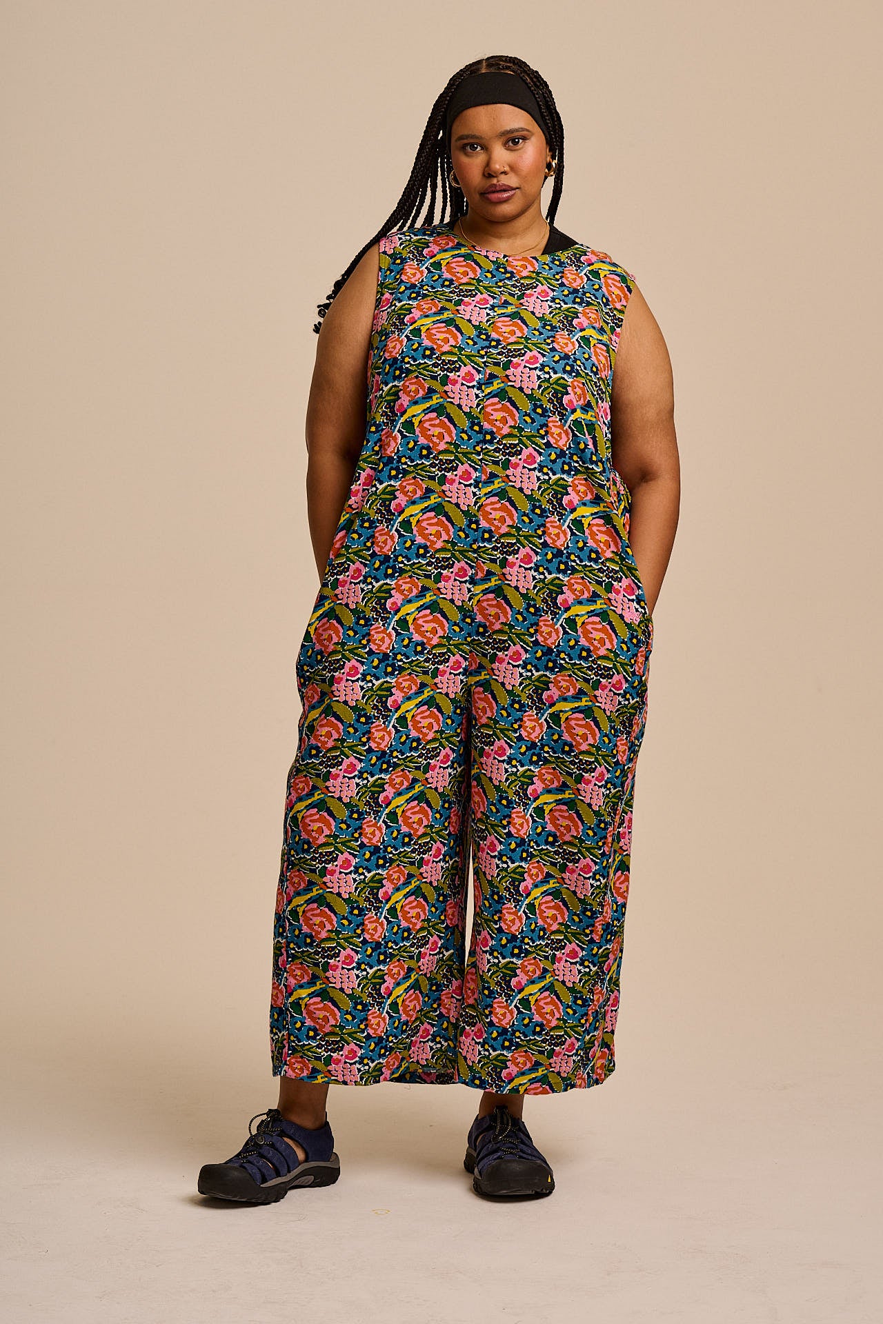 Tilda - Cotton & Viscose Wide Leg Jumpsuit in Blue Birdie Floral