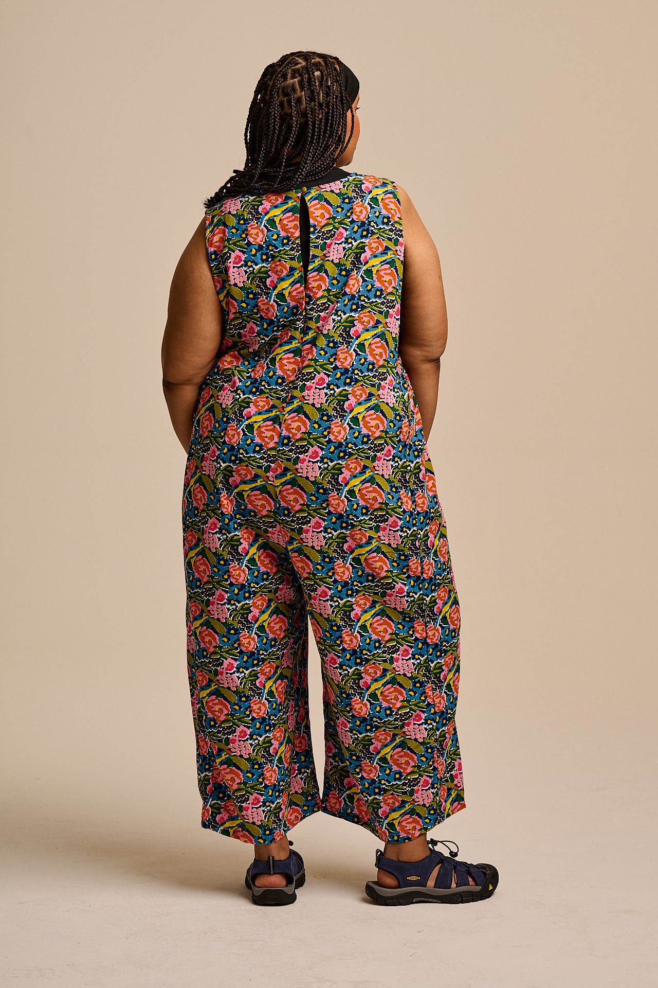 Tilda - Cotton & Viscose Wide Leg Jumpsuit in Blue Birdie Floral
